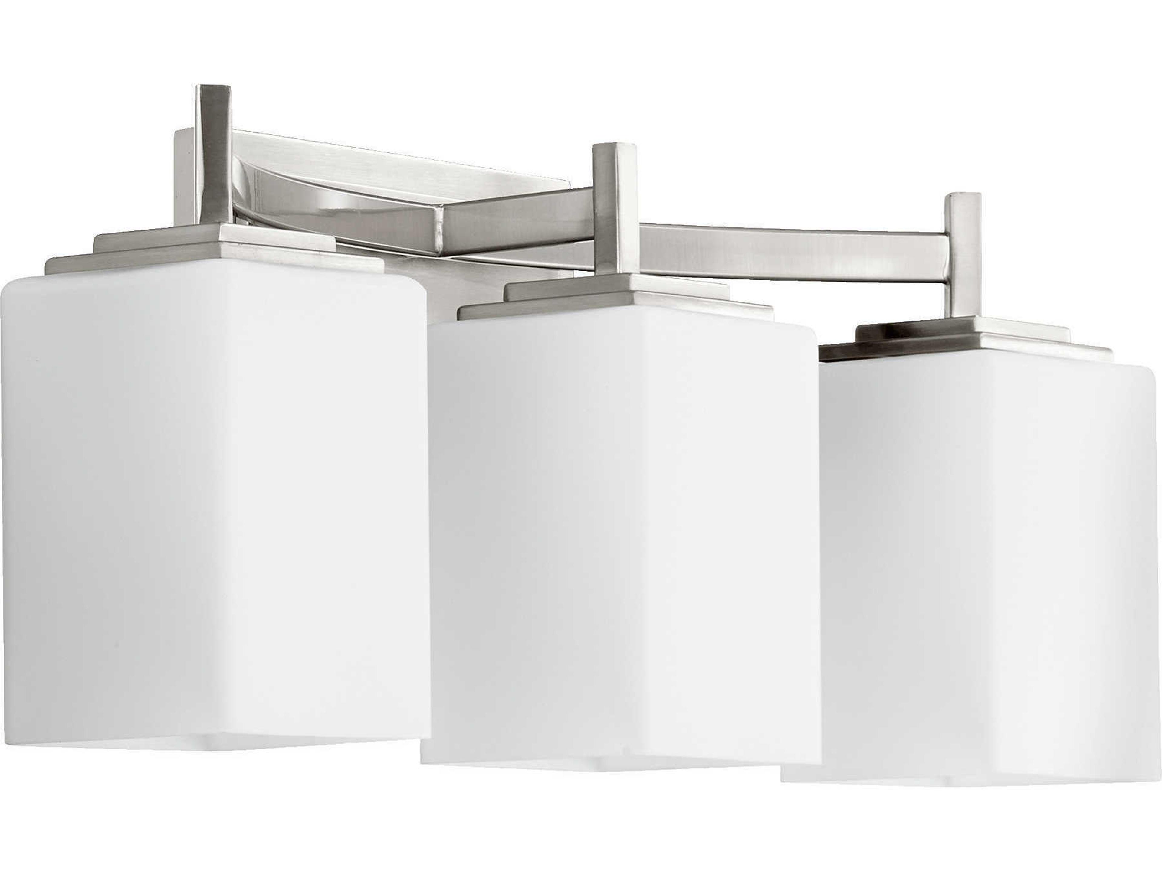 Quorum Delta 3-Light Satin Nickel Glass Vanity Light