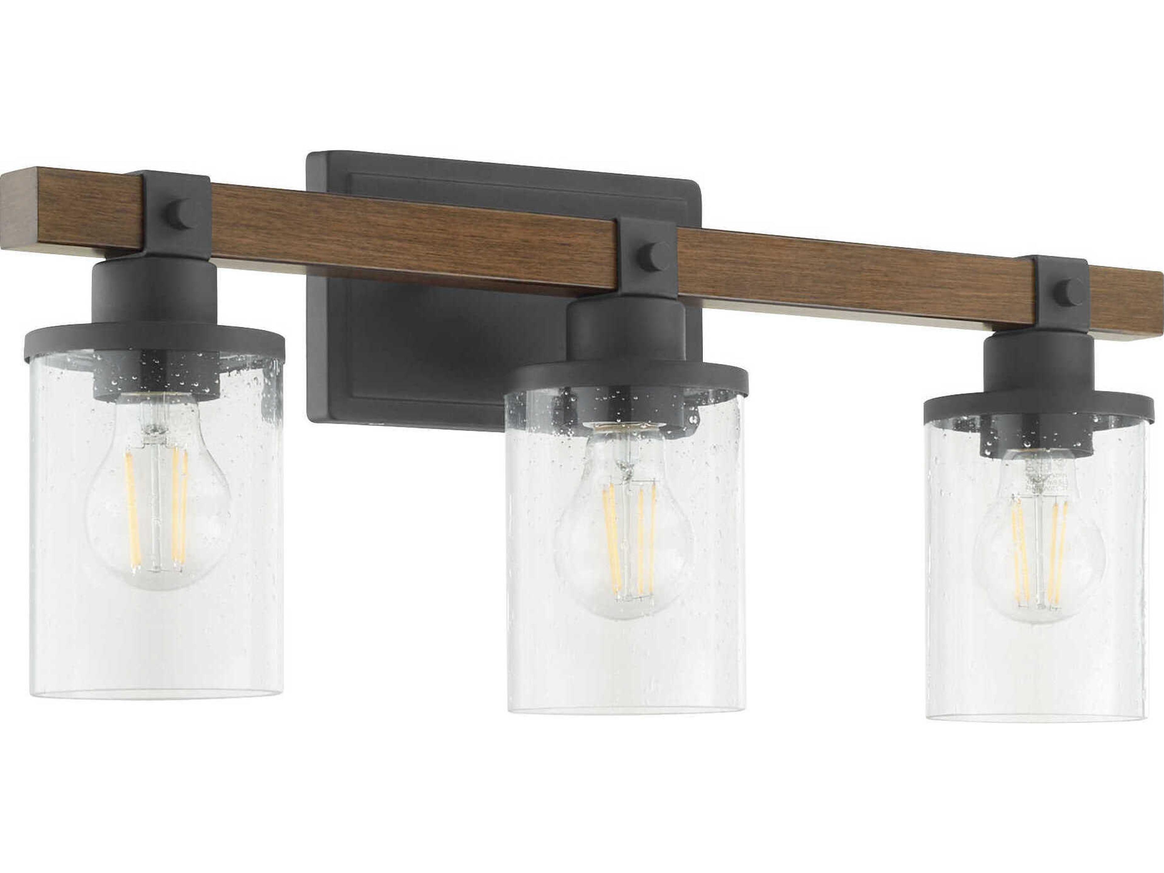 Quorum Alpine 3-Light Textured Black Walnut Vanity Light