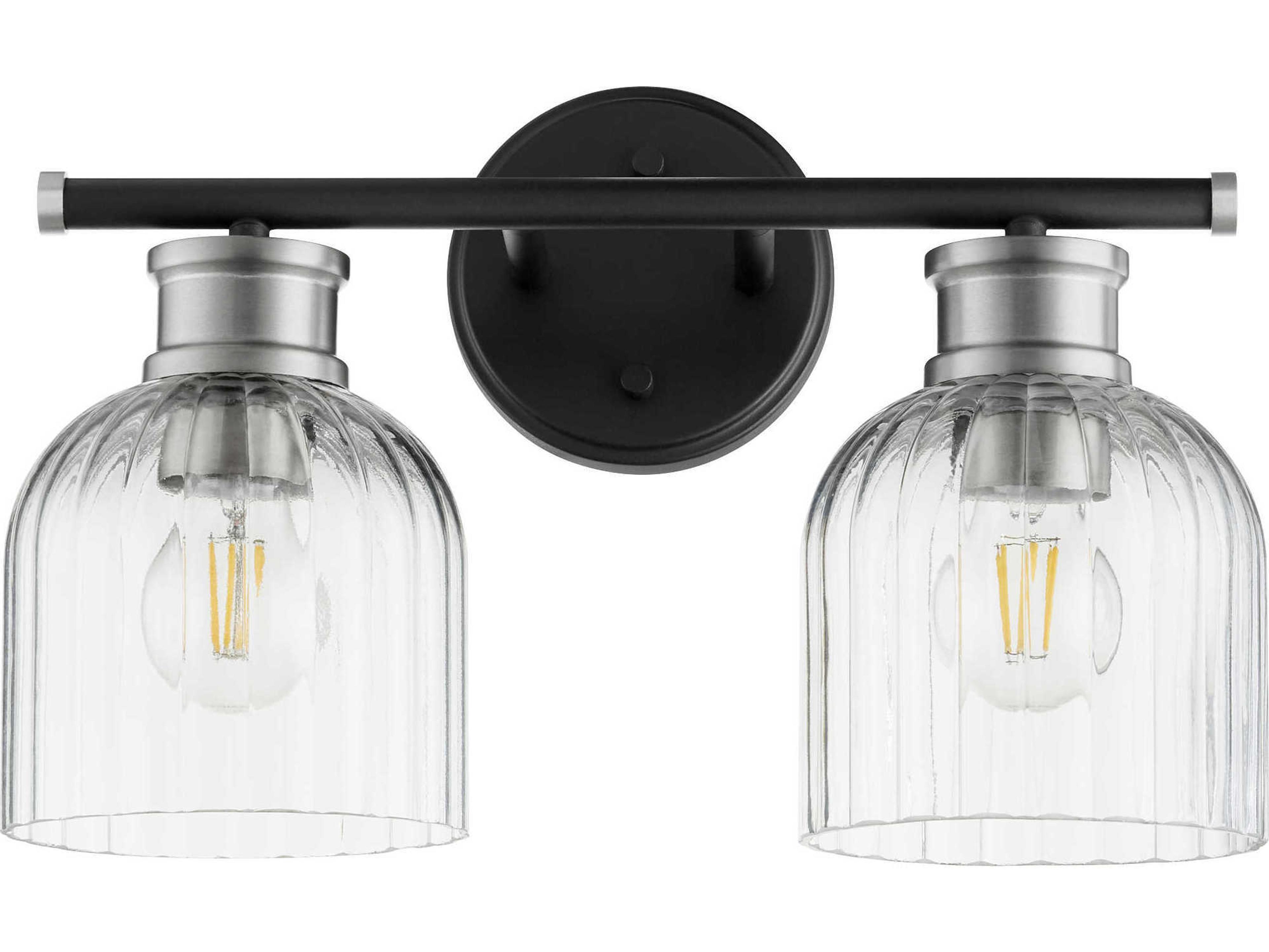 Quorum Monarch 2-Light Noir With Satin Nickel Black Glass Vanity Light