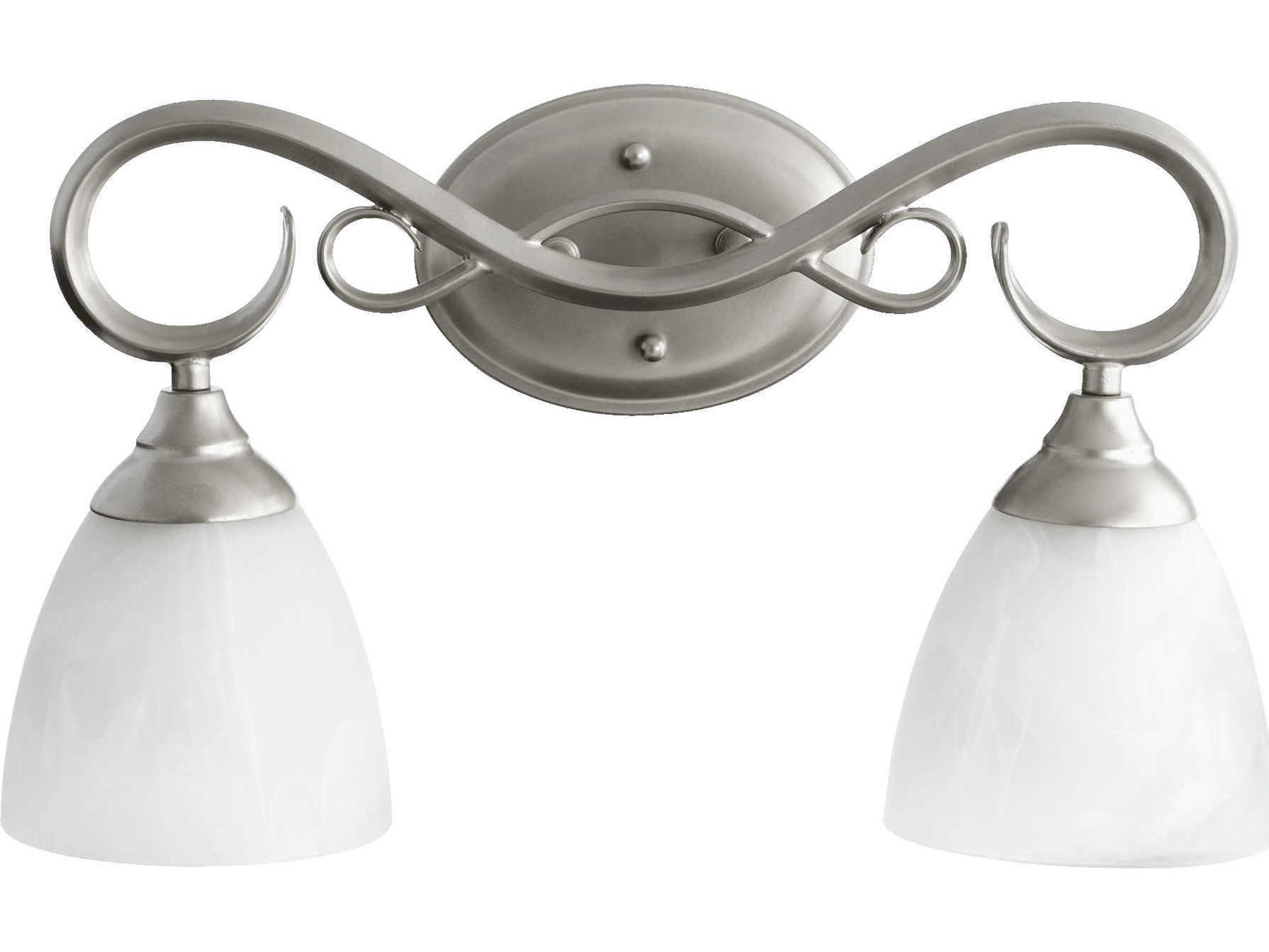 Quorum Powell 2-Light Classic Nickel Glass Vanity Light