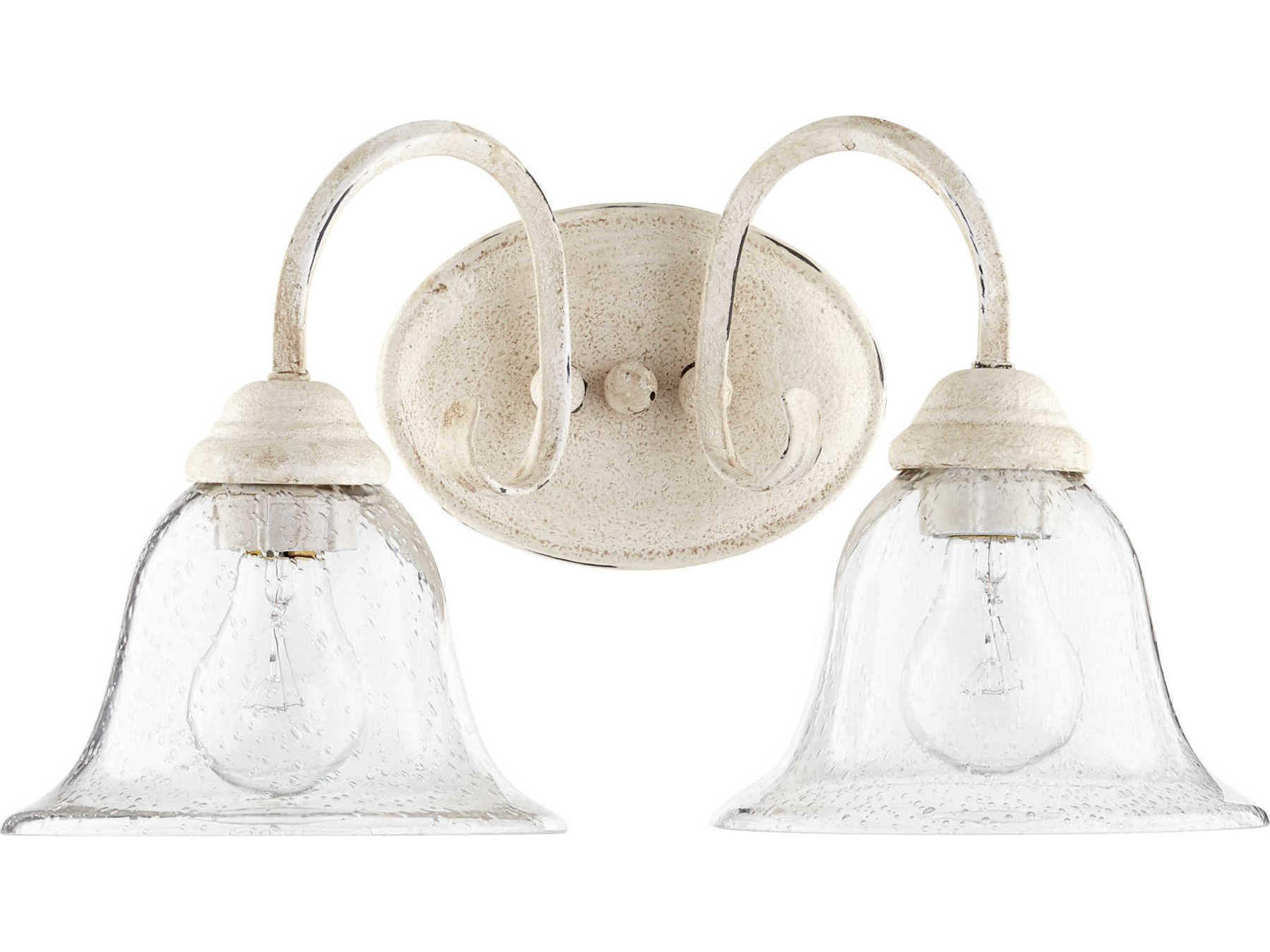Quorum Spencer 2-Light Persian White With Clear Seeded Glass Vanity Light