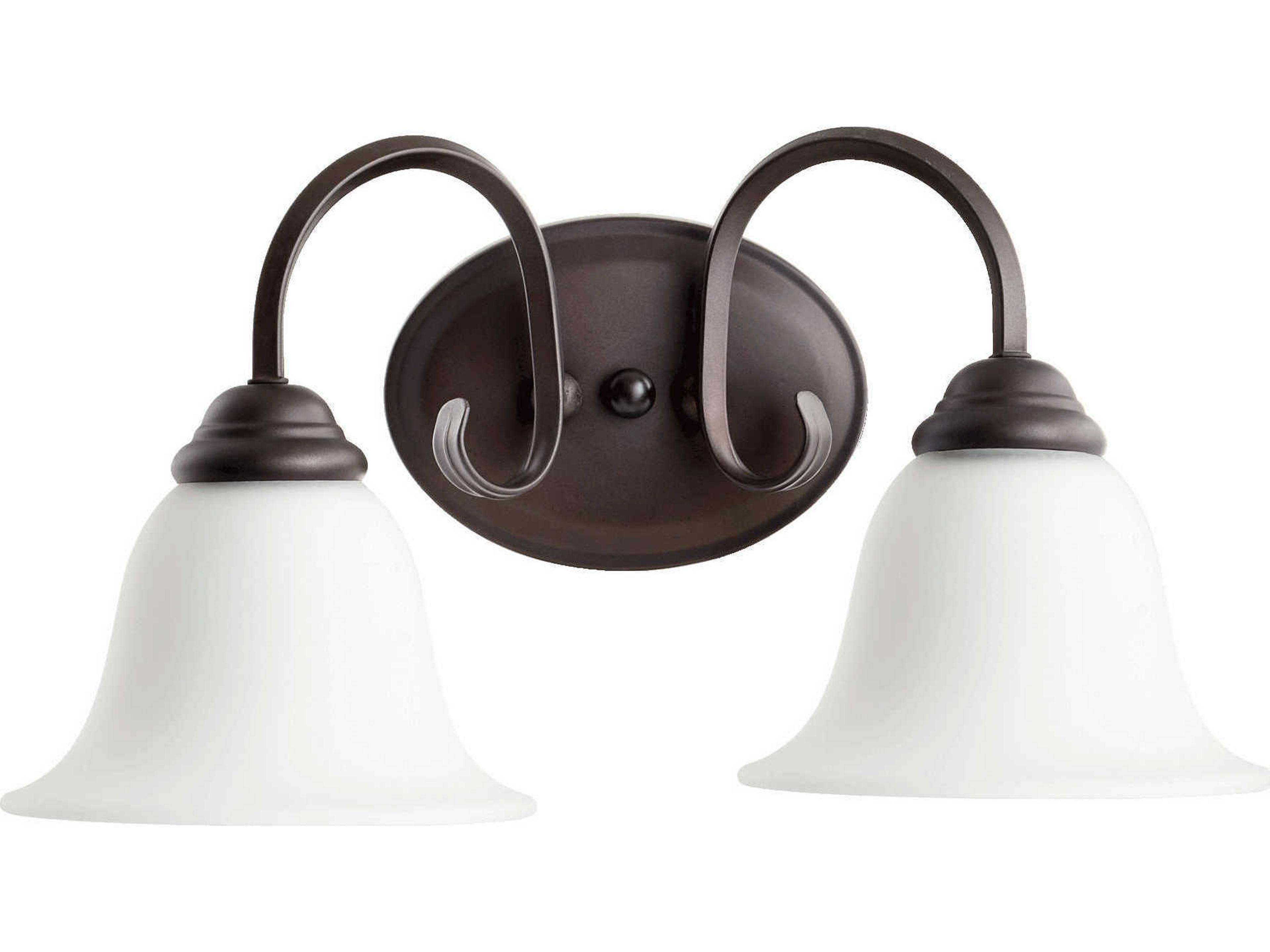 Quorum Spencer 2-Light Oiled Bronze With Satin Opal White Glass Vanity Light