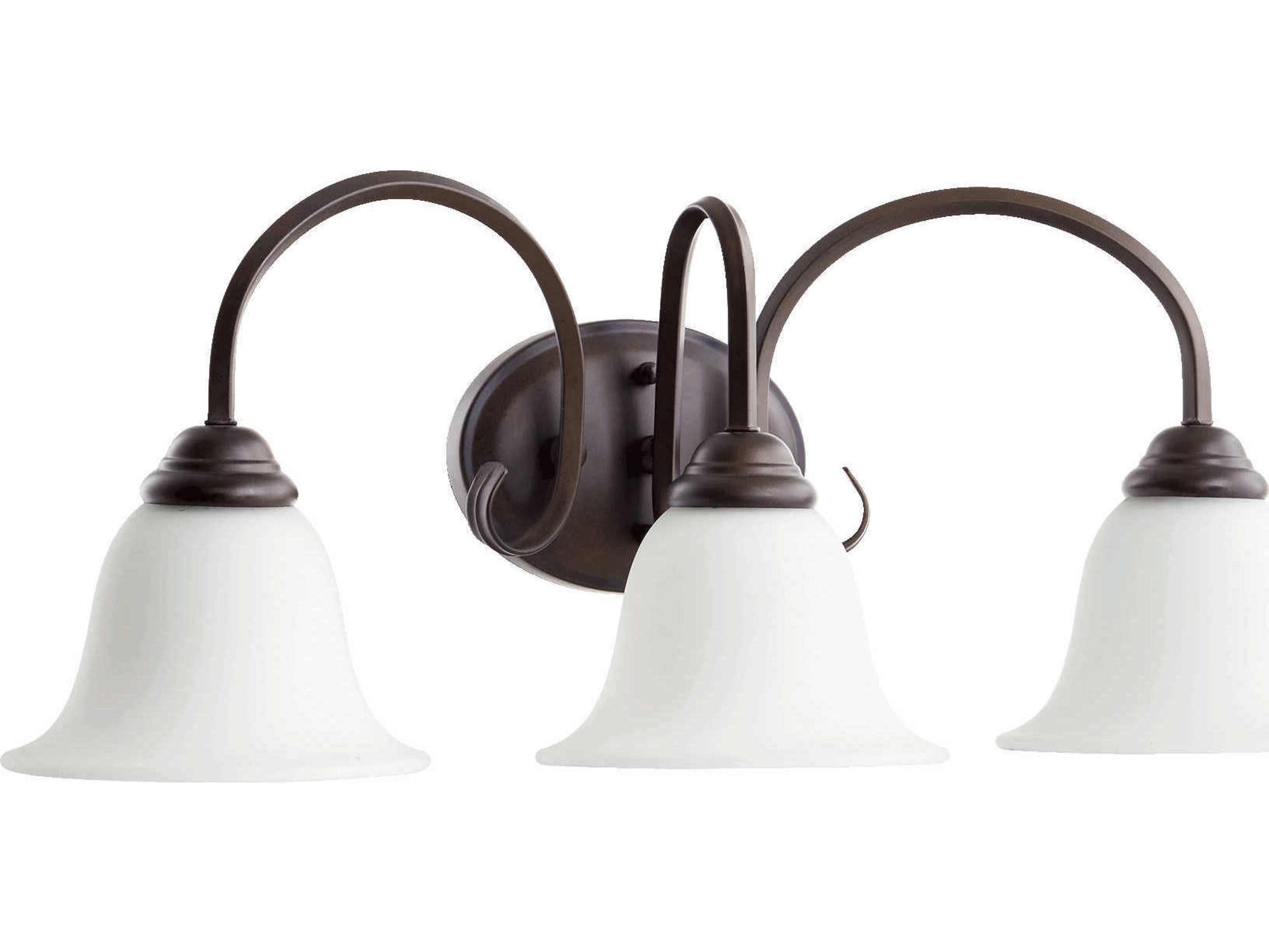 Quorum Spencer 3-Light Oiled Bronze With Satin Opal White Glass Vanity Light