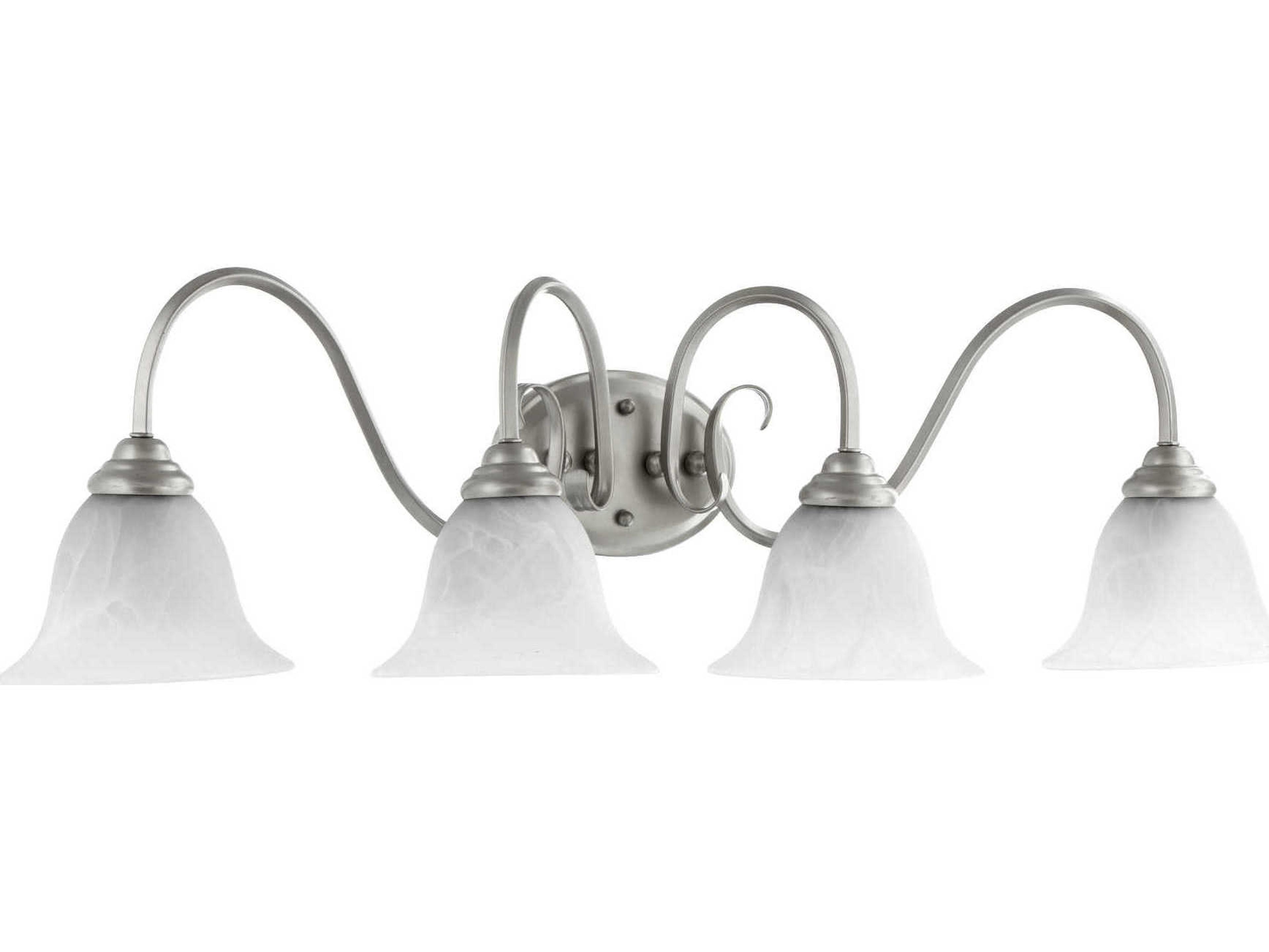 Quorum Spencer 4-Light Classic Nickel White Glass Vanity Light
