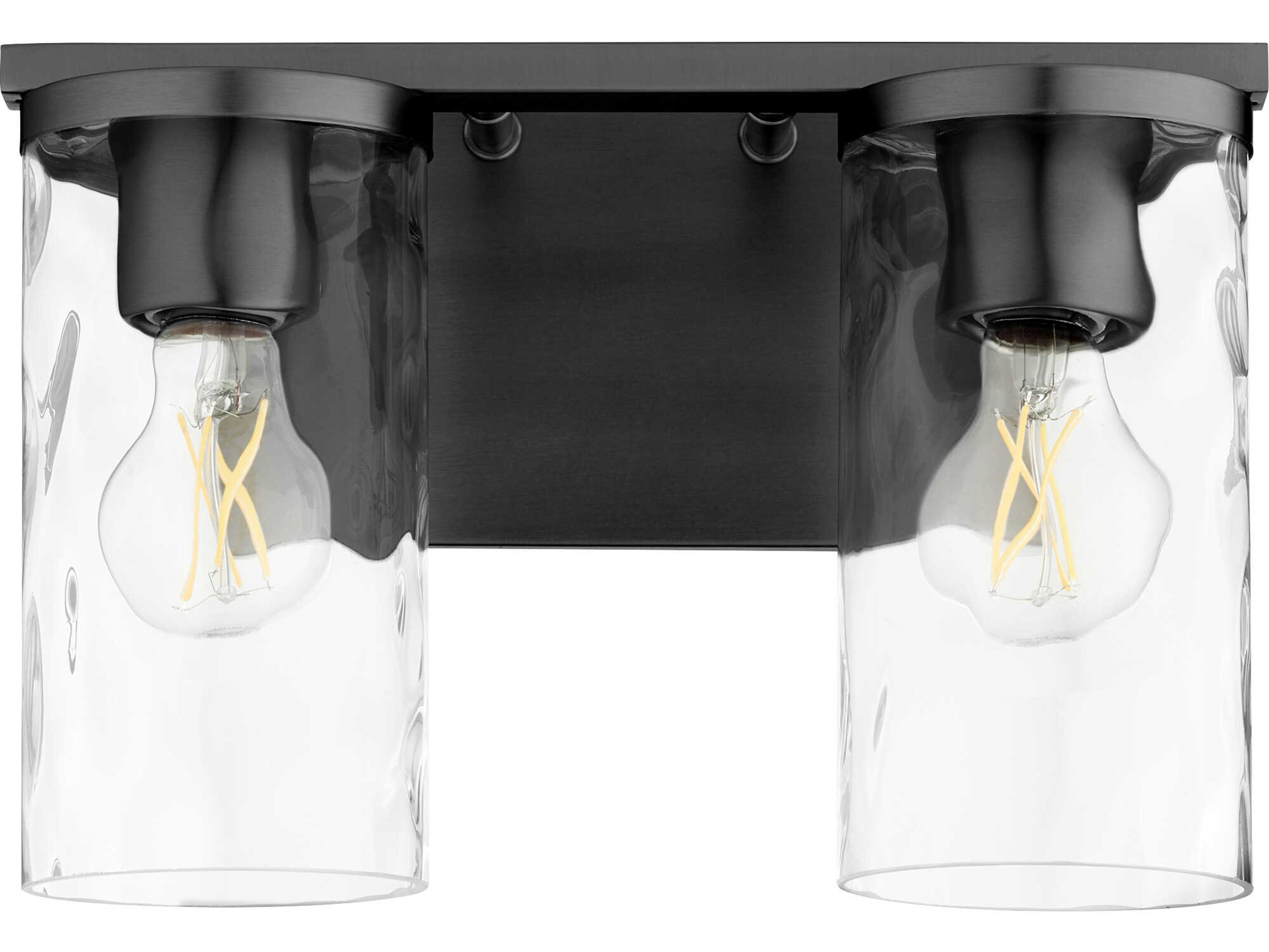 Quorum Steinway 2-Light Matte Black Glass Vanity Light