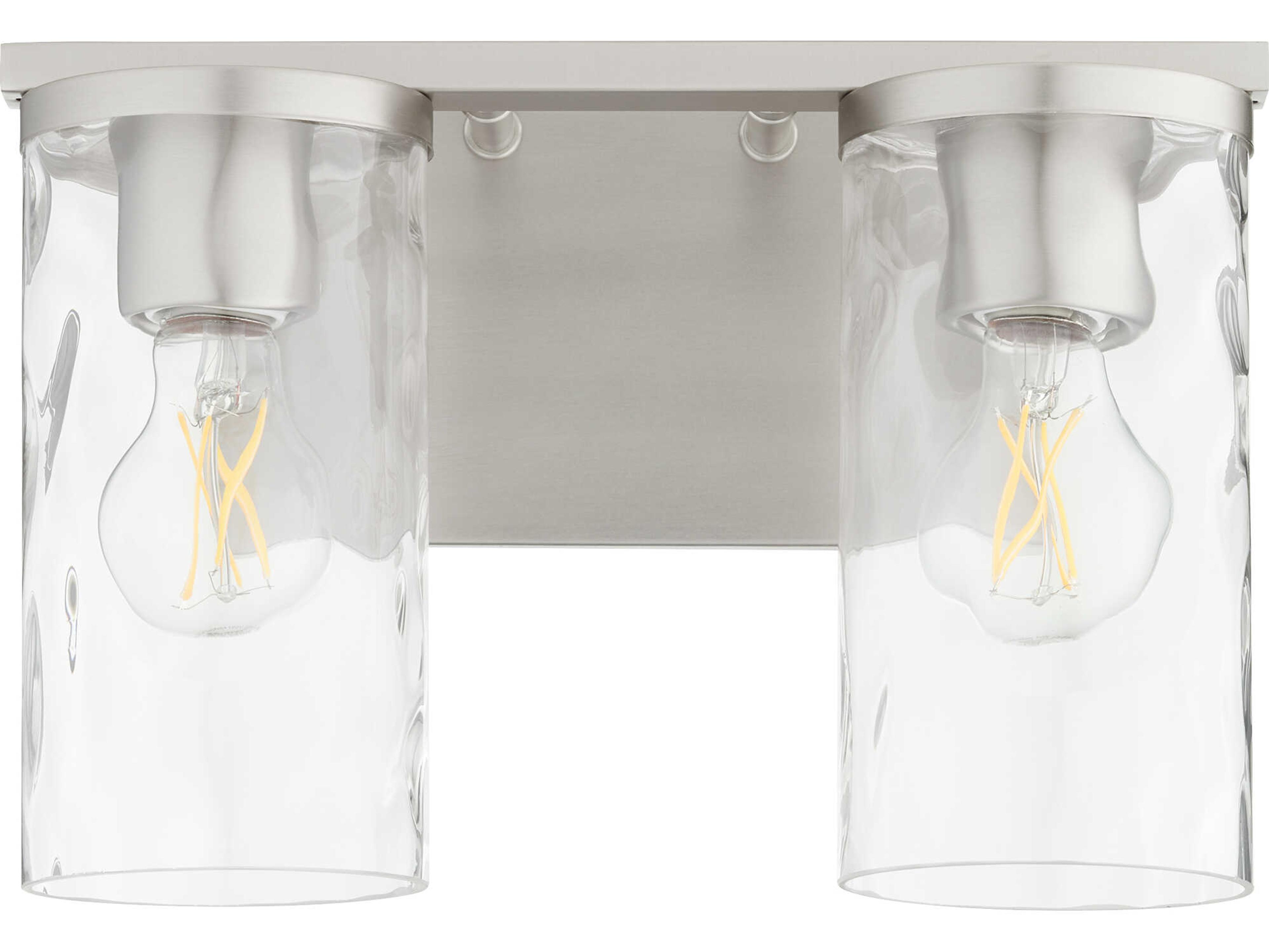 Quorum Steinway 2-Light Satin Nickel Glass Vanity Light
