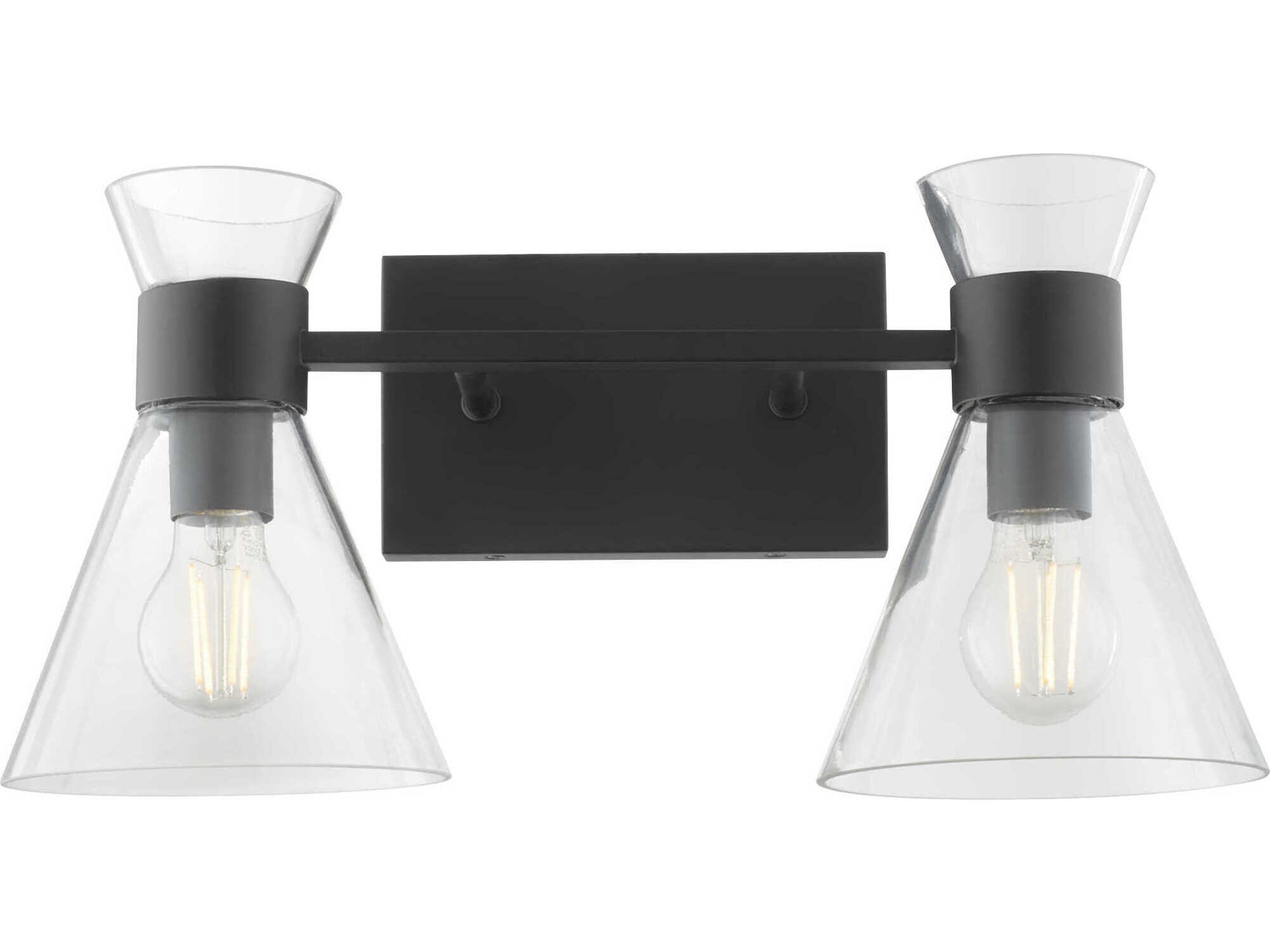 Quorum Beldar 2-Light Matte Black Vanity Light