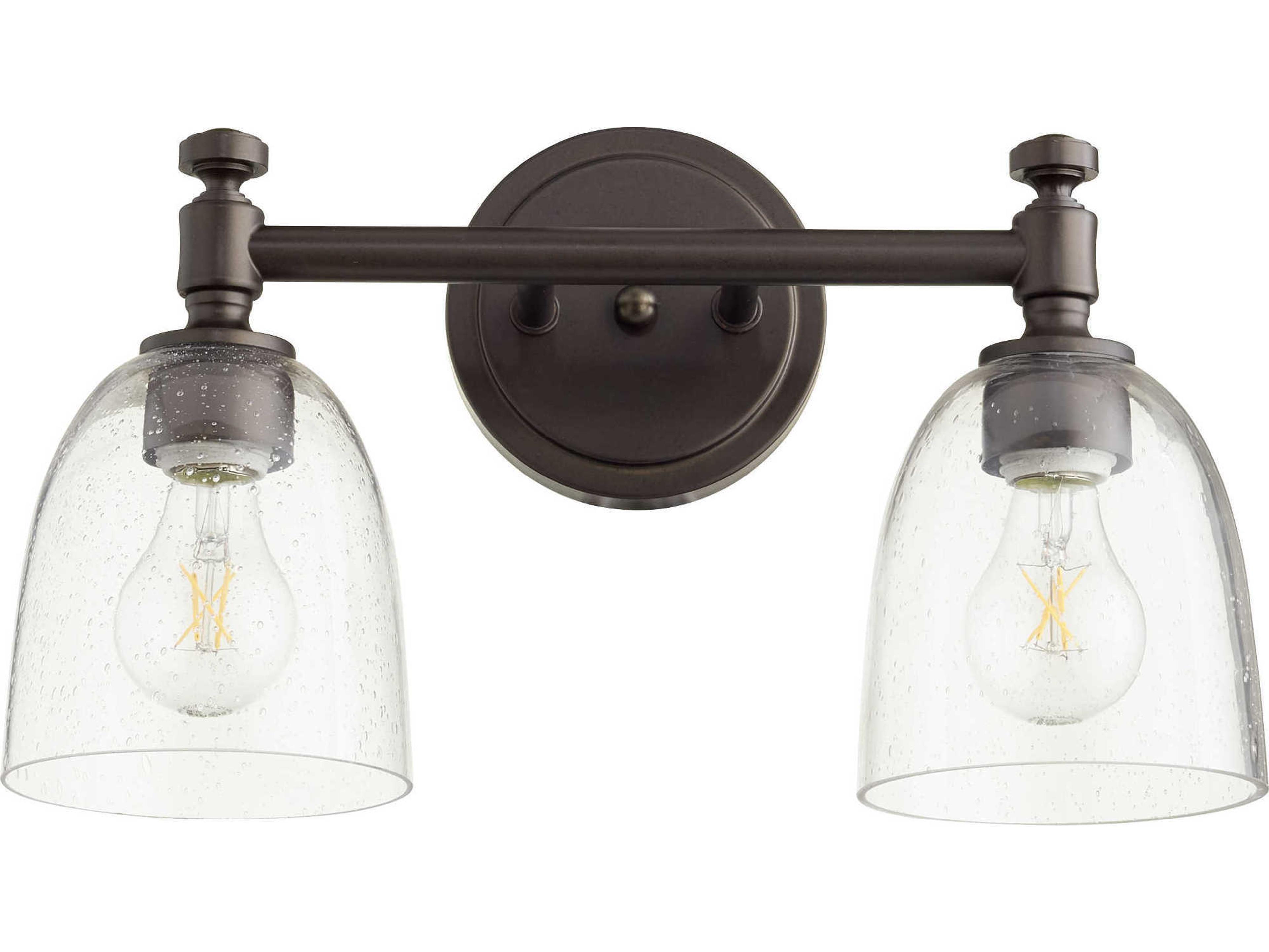 Quorum Rossington 2-Light Oiled Bronze With Clear Seeded Glass Vanity Light
