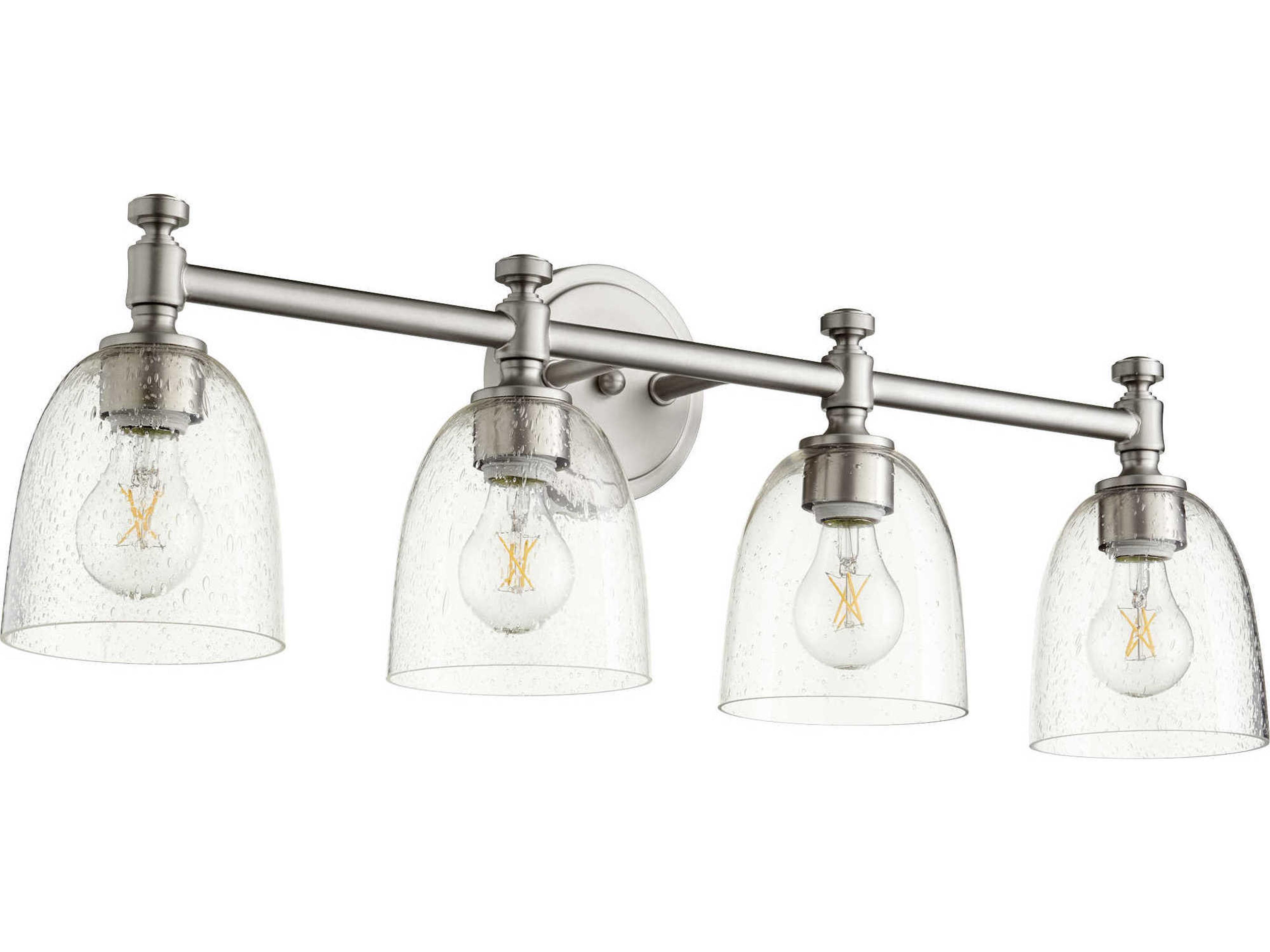 Quorum Rossington 4-Light Satin Nickel With Clear Seeded Glass Vanity Light