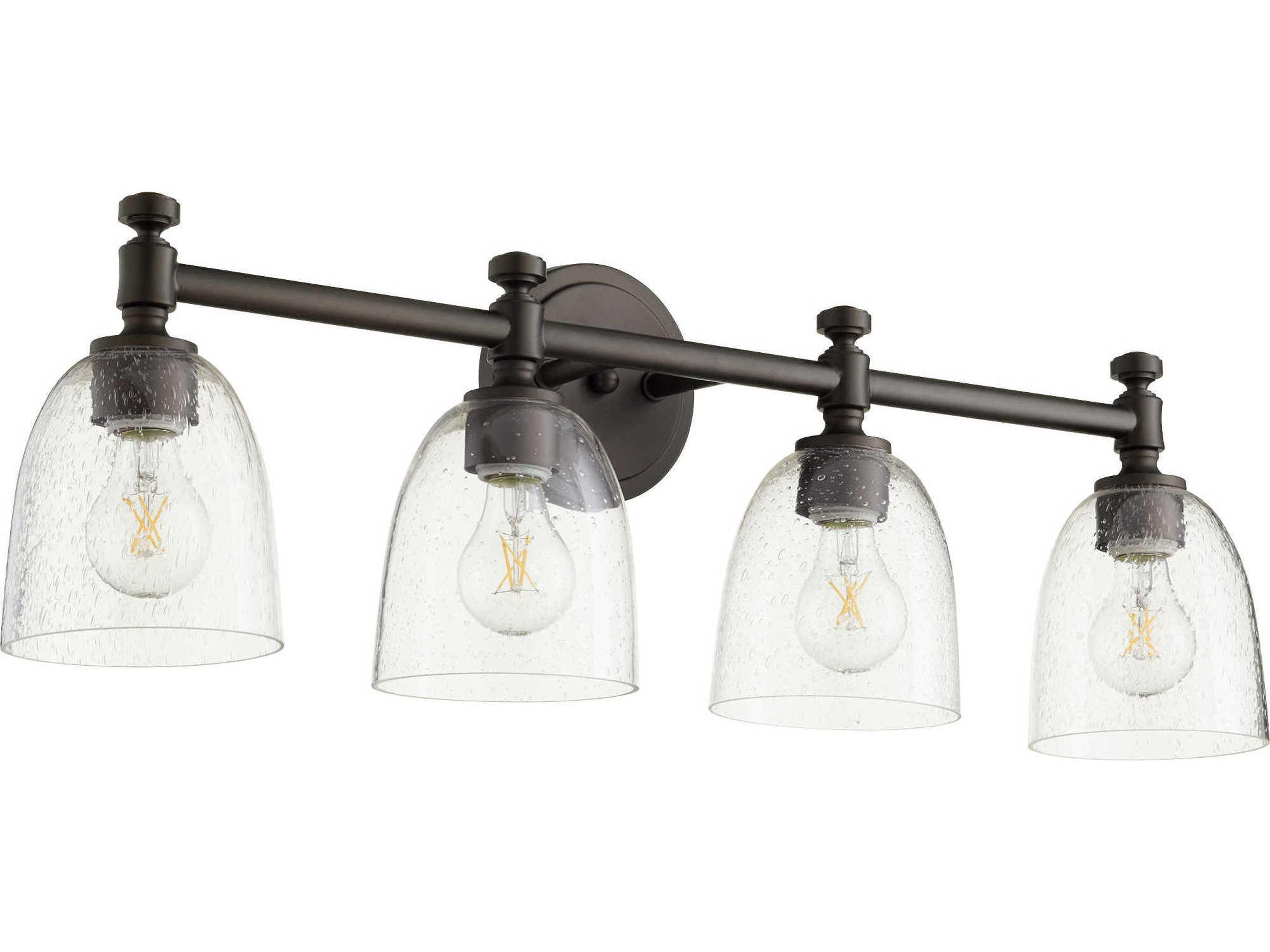 Quorum Rossington 4-Light Oiled Bronze With Clear Seeded Glass Vanity Light