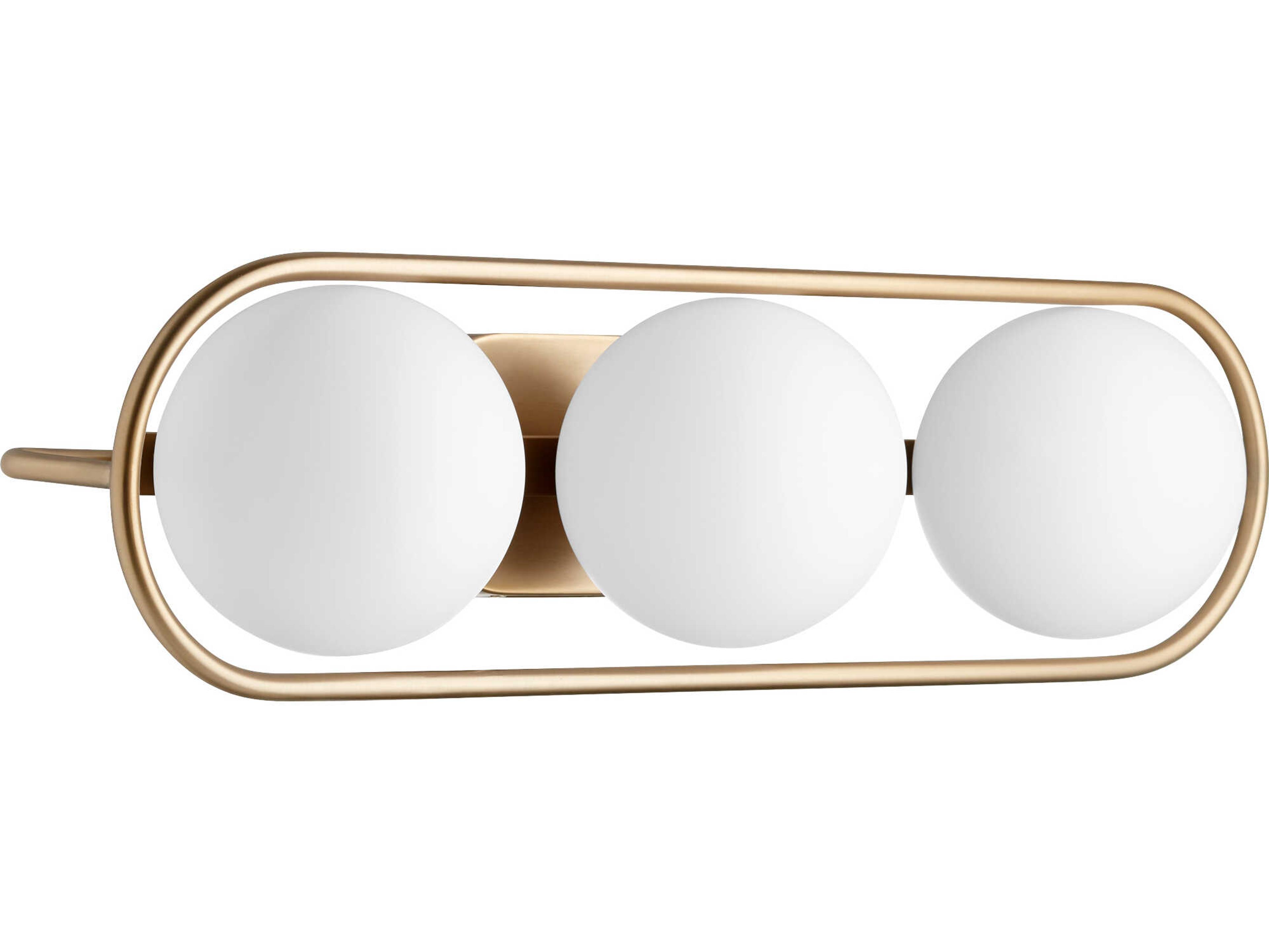 Quorum Belmont 3-Light Aged Brass Glass Vanity Light