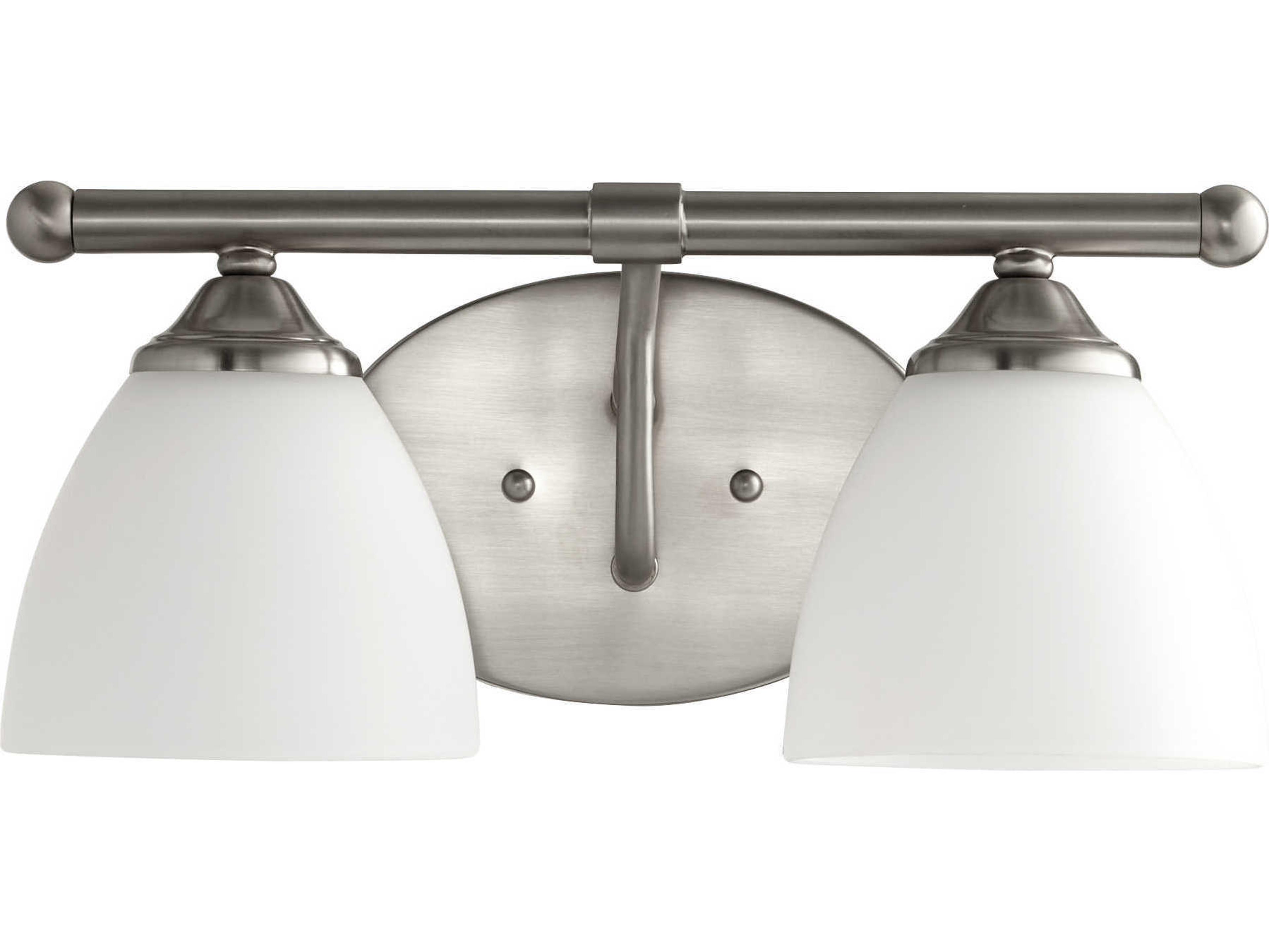 Quorum Brooks 2-Light Satin Nickel With Opal Glass Vanity Light