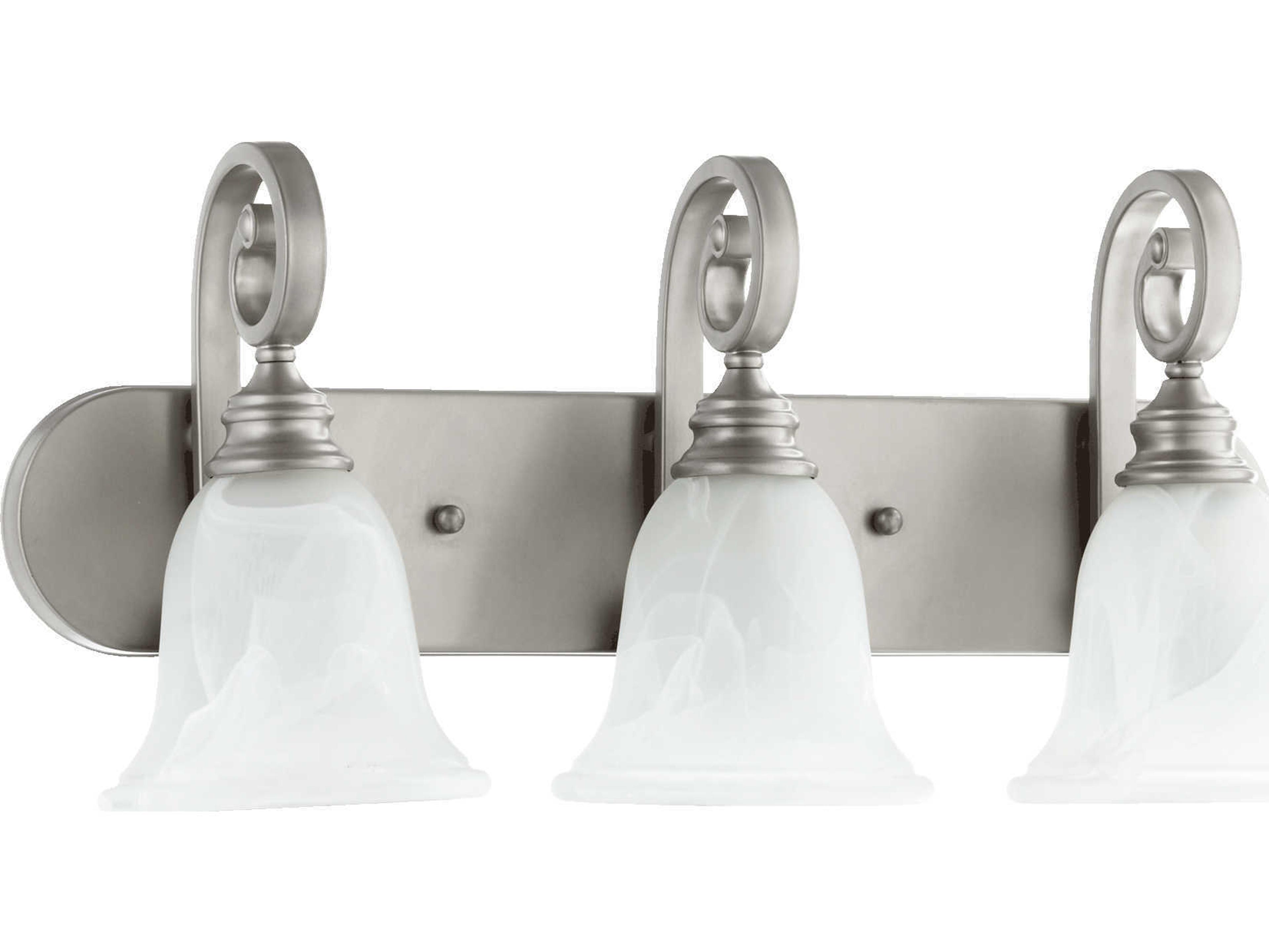 Quorum Bryant 3-Light Classic Nickel Glass Vanity Light