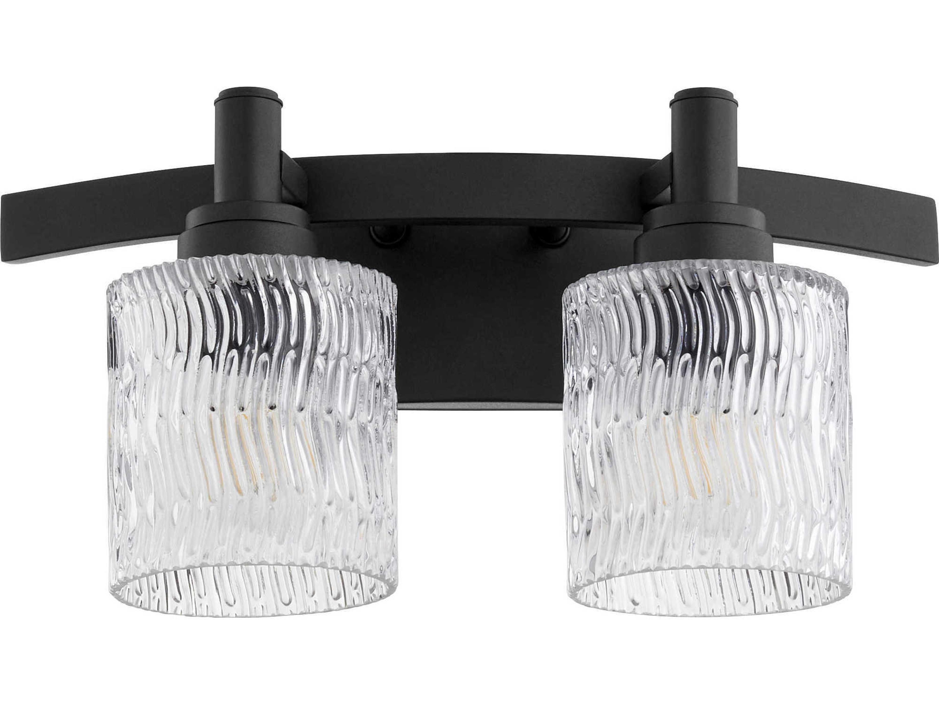 Quorum Stadium 2-Light Noir Black Glass Vanity Light