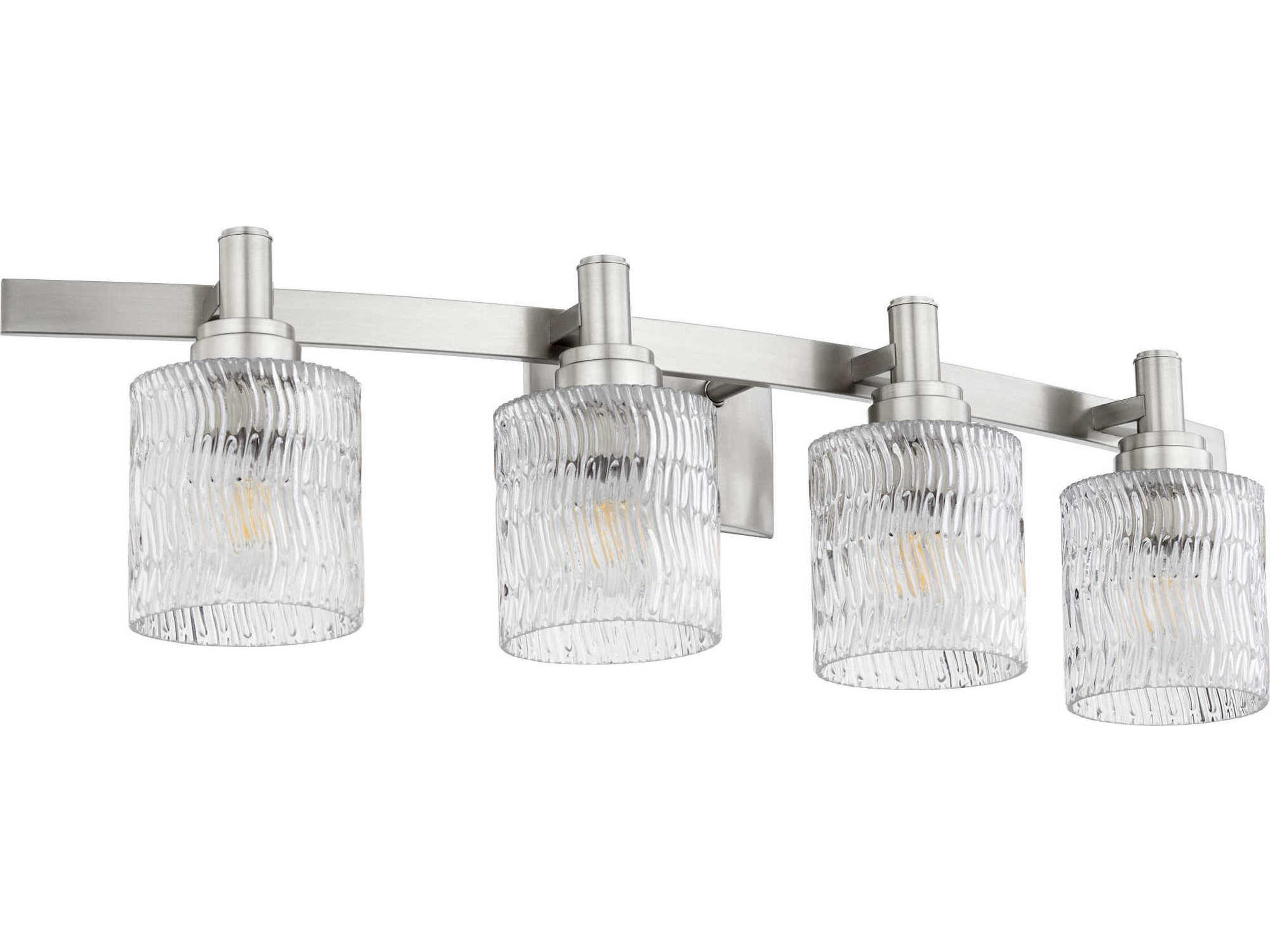 Quorum Stadium 4-Light Satin Nickel Glass Vanity Light