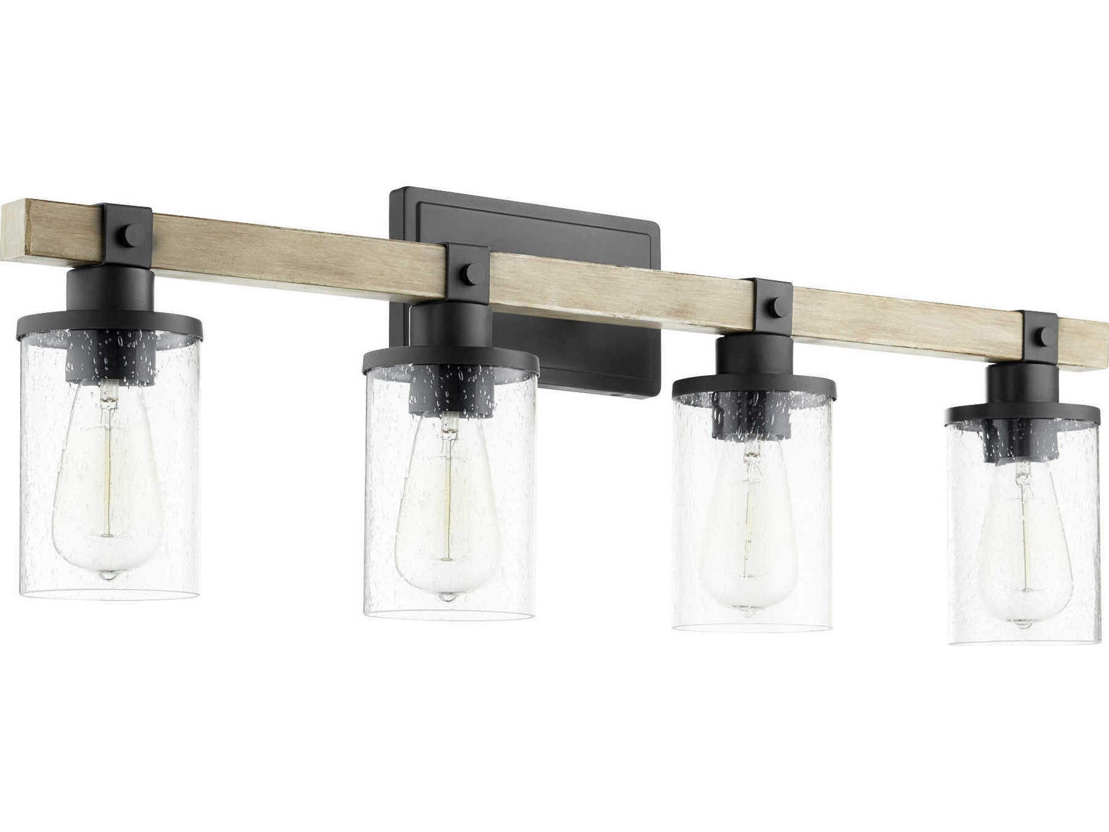Quorum Alpine 4-Light Noir Driftwood Black Glass Vanity Light