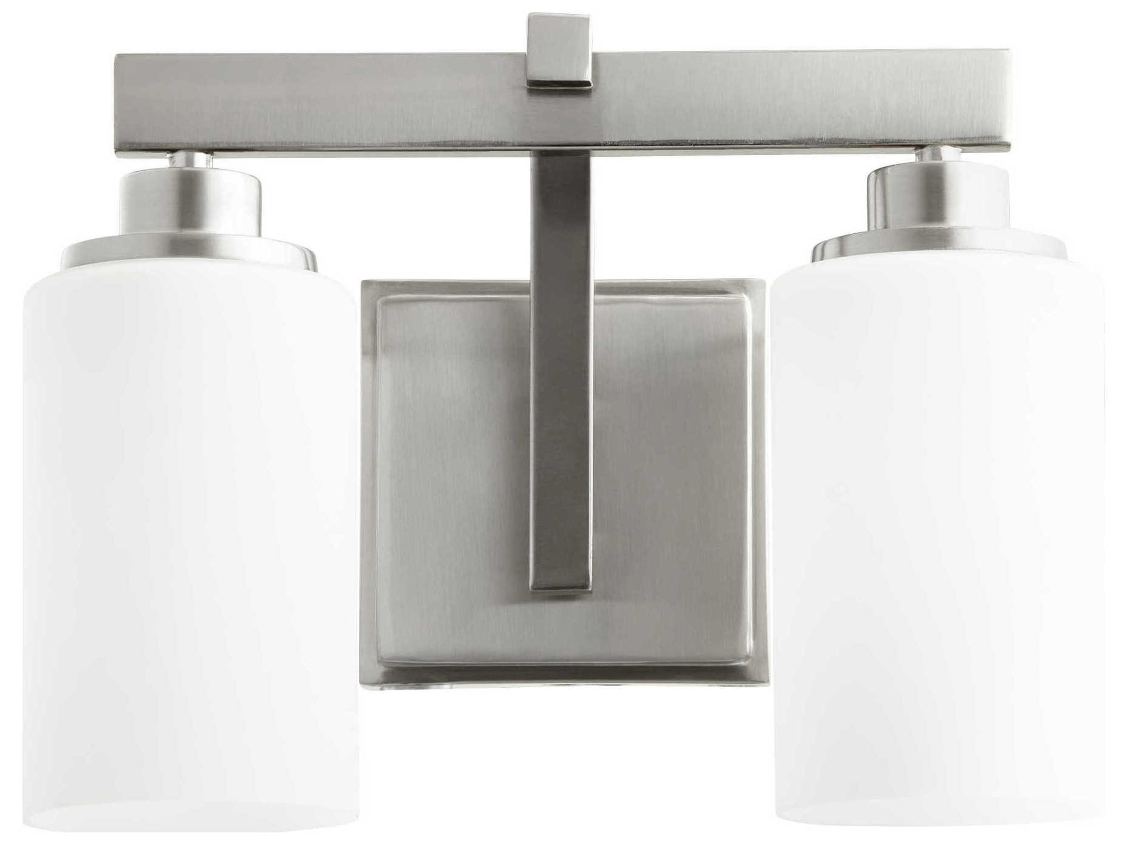 Quorum Lancaster 2-Light Satin Nickel Glass Vanity Light