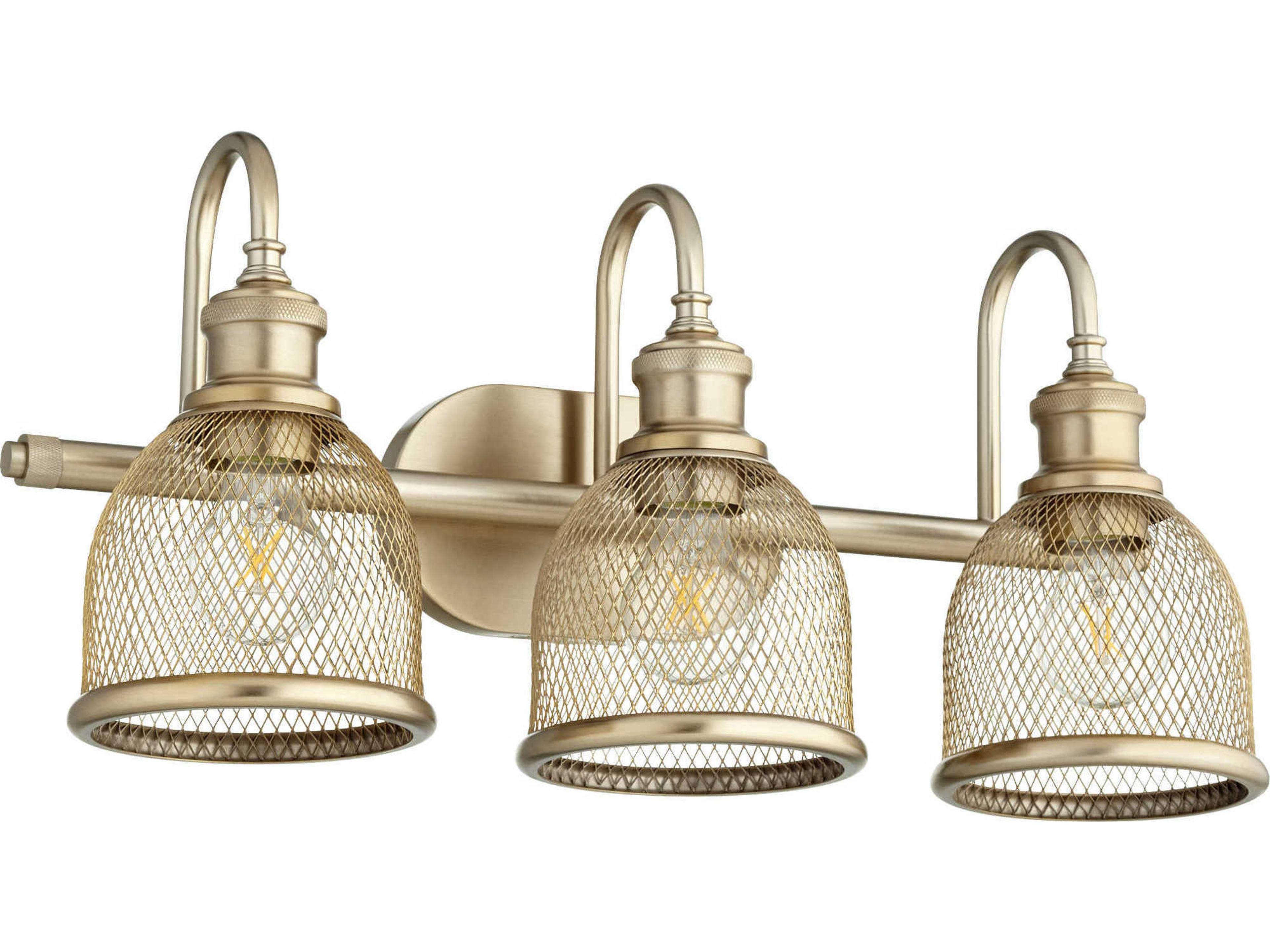 Quorum Omni 3-Light Aged Brass Vanity Light