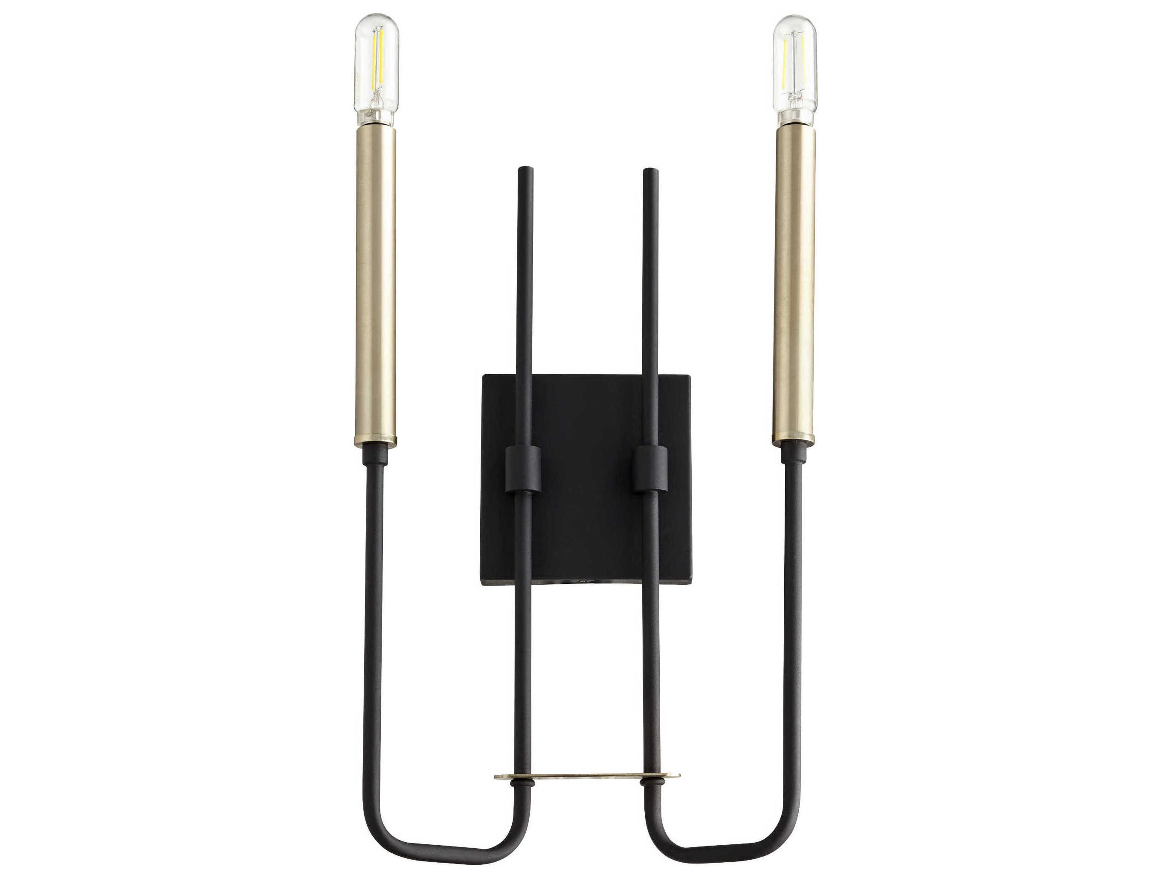 Quorum Hope 2-Light Noir With Aged Brass Black Wall Sconce