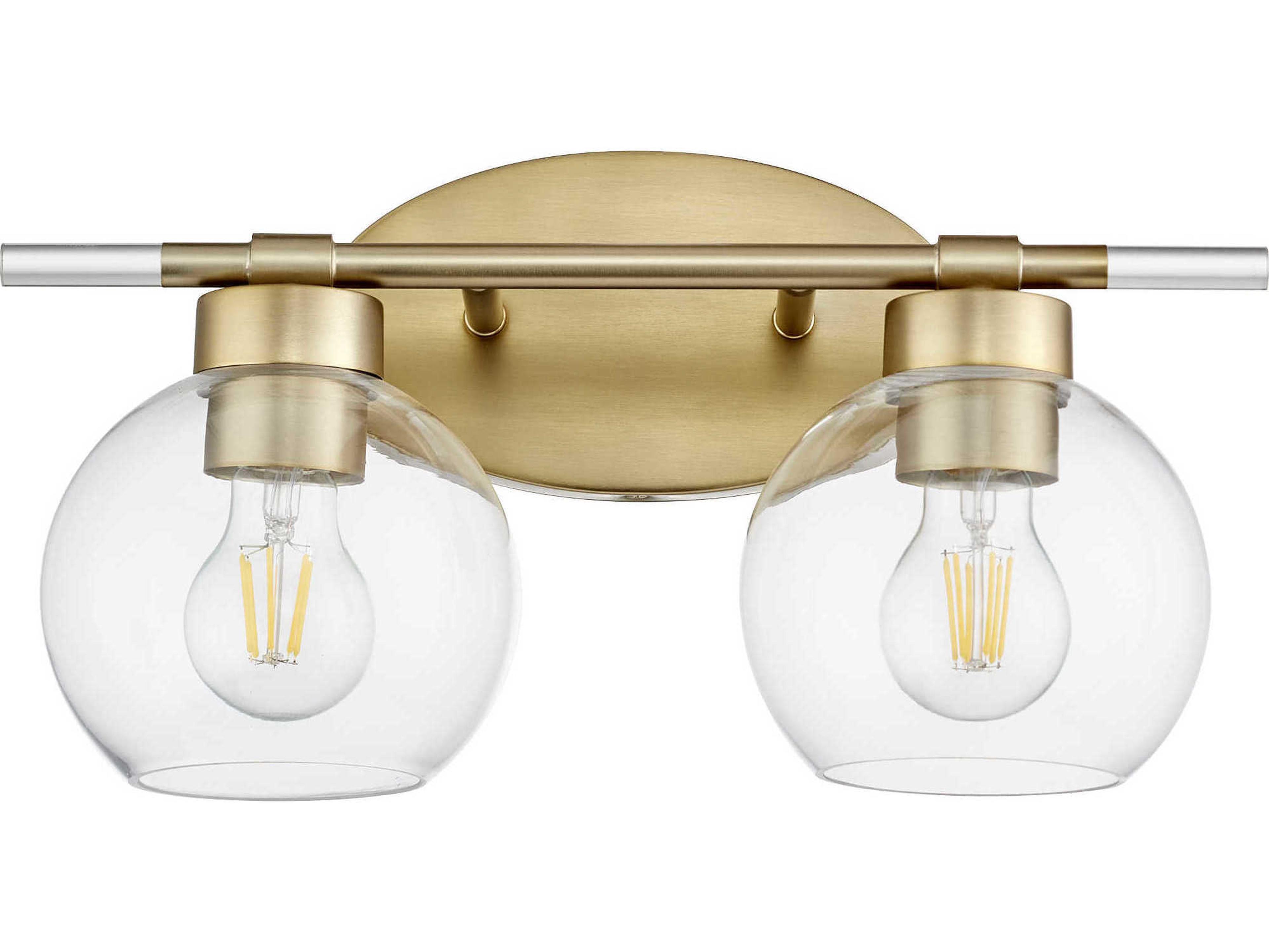 Quorum Volan 2-Light Aged Brass Glass Vanity Light