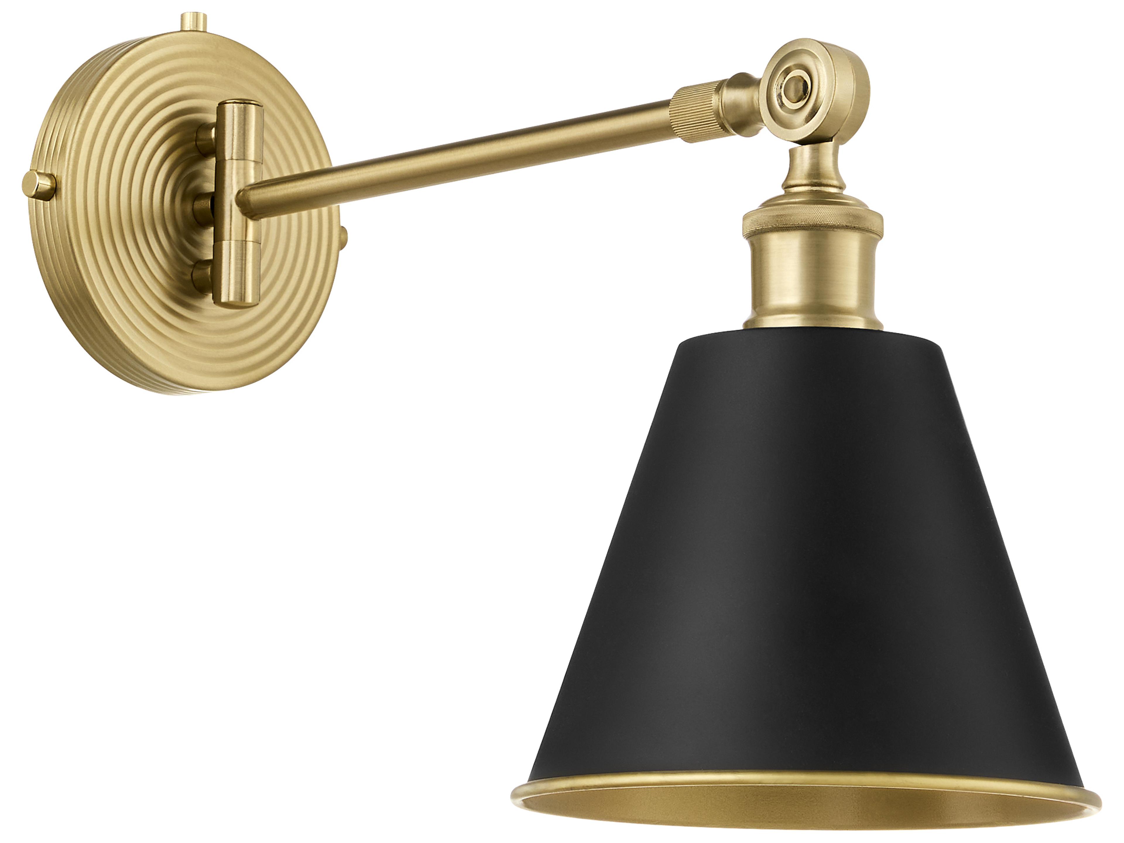 Quorum Bailey 1-Light Matte Black Aged Brass Swing Wall Sconce