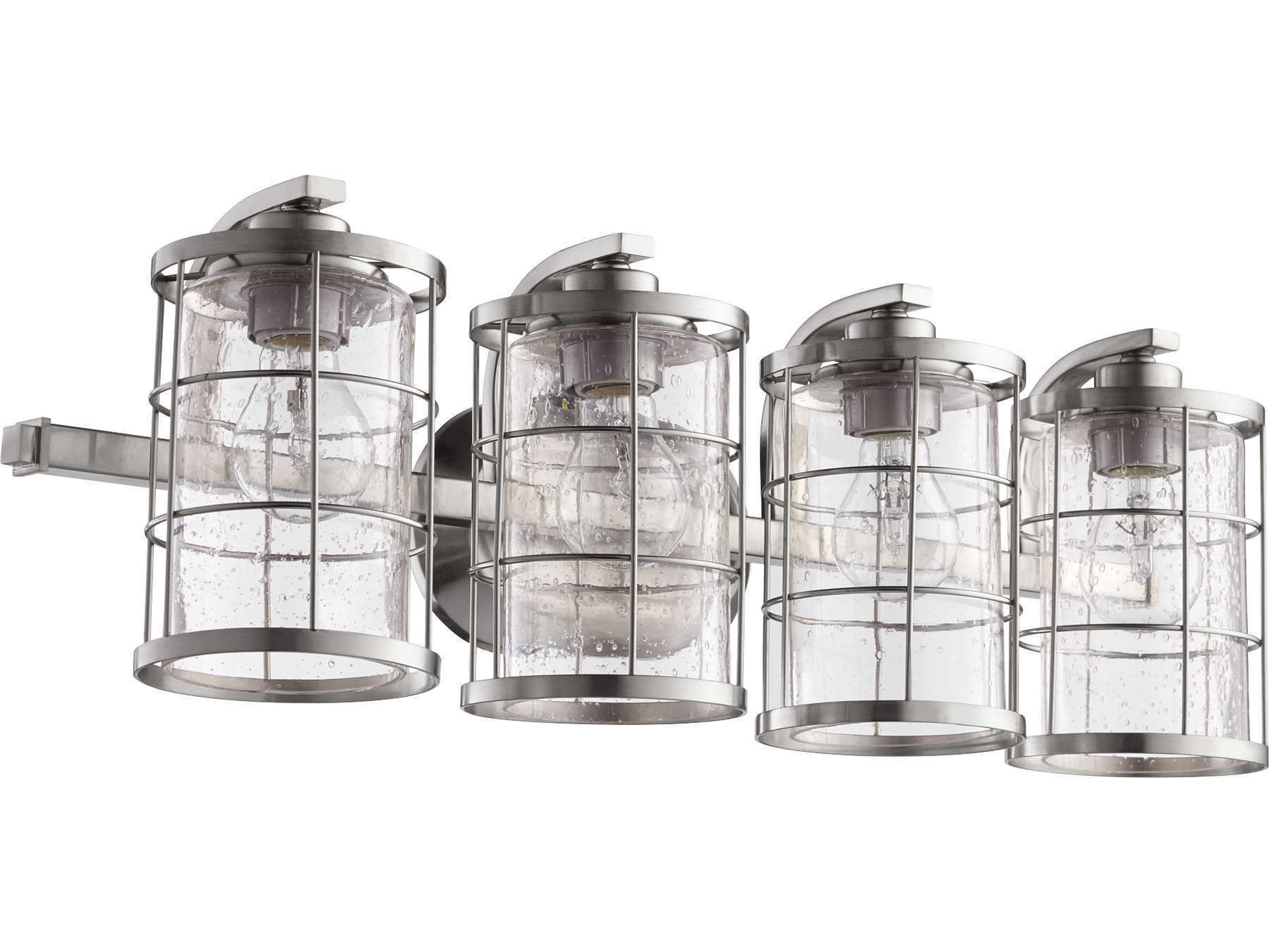Quorum Ellis 4-Light Satin Nickel Glass Vanity Light