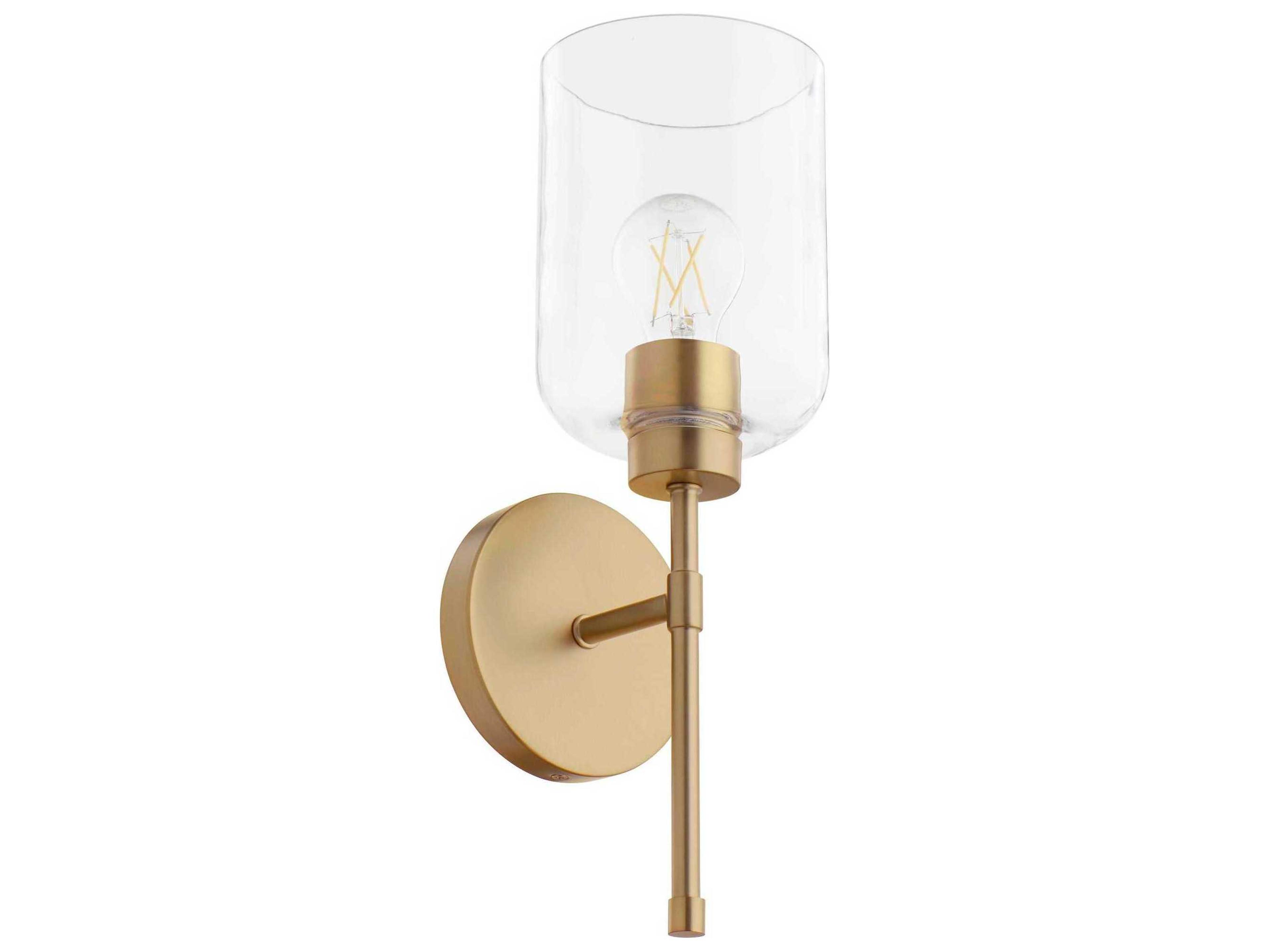 Quorum Tribute 1-Light Aged Brass Glass Vanity Light