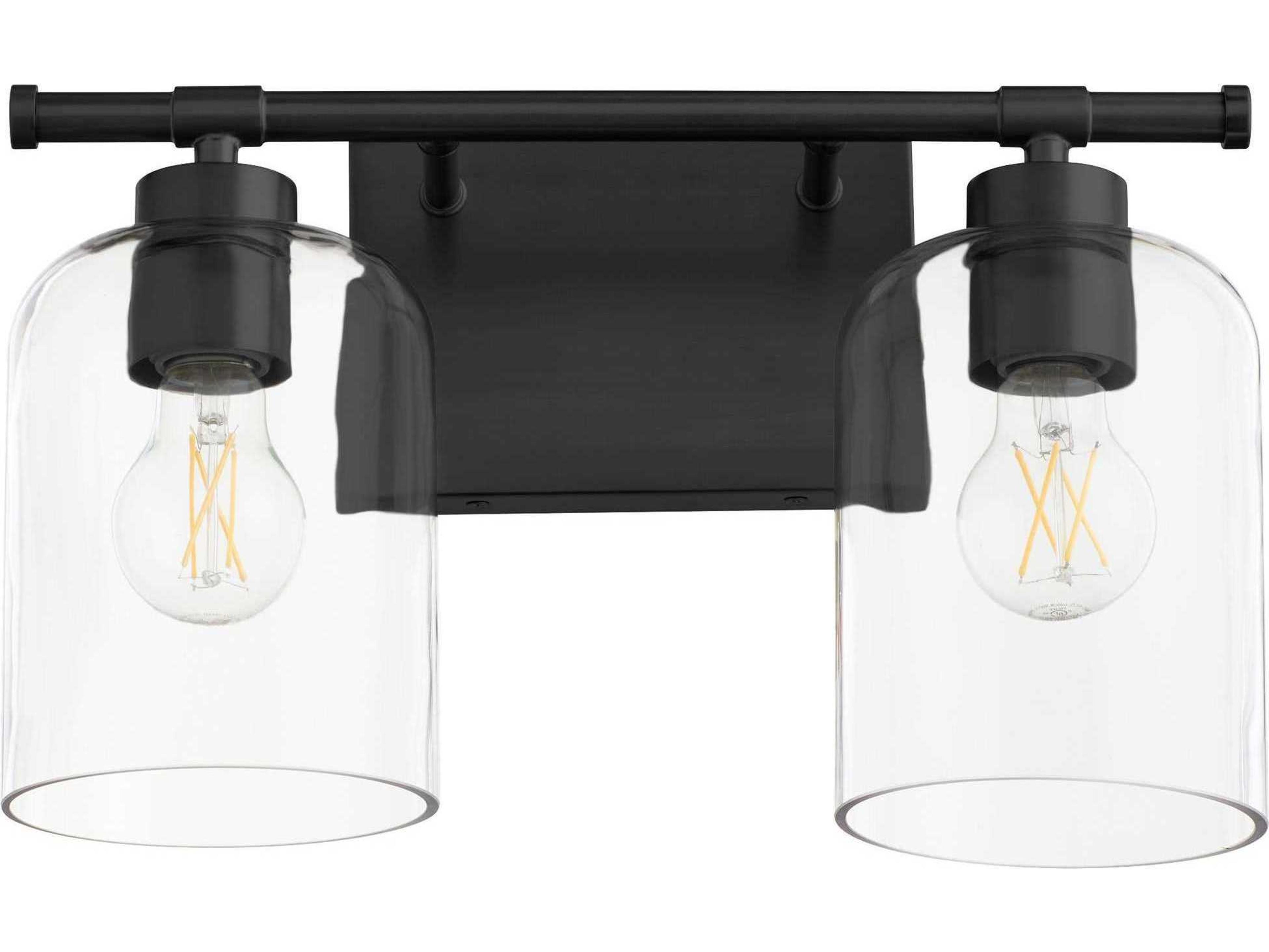 Quorum Tribute 2-Light Matte Black Glass Vanity Light