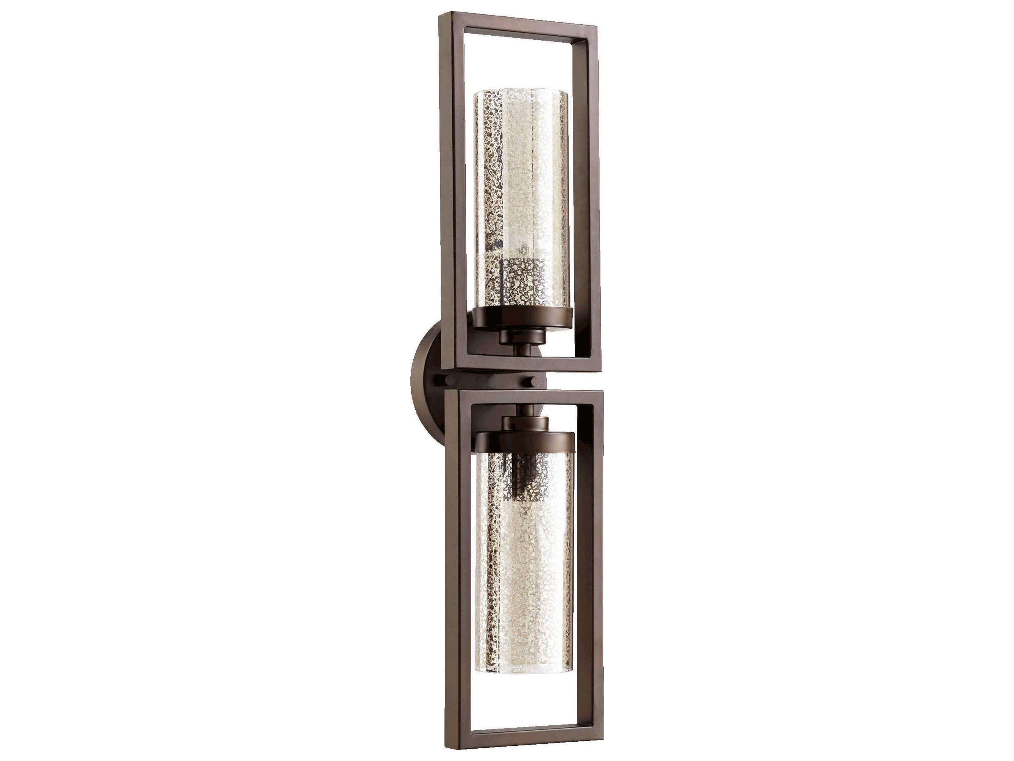 Quorum Julian 2-Light Oiled Bronze Glass Wall Sconce