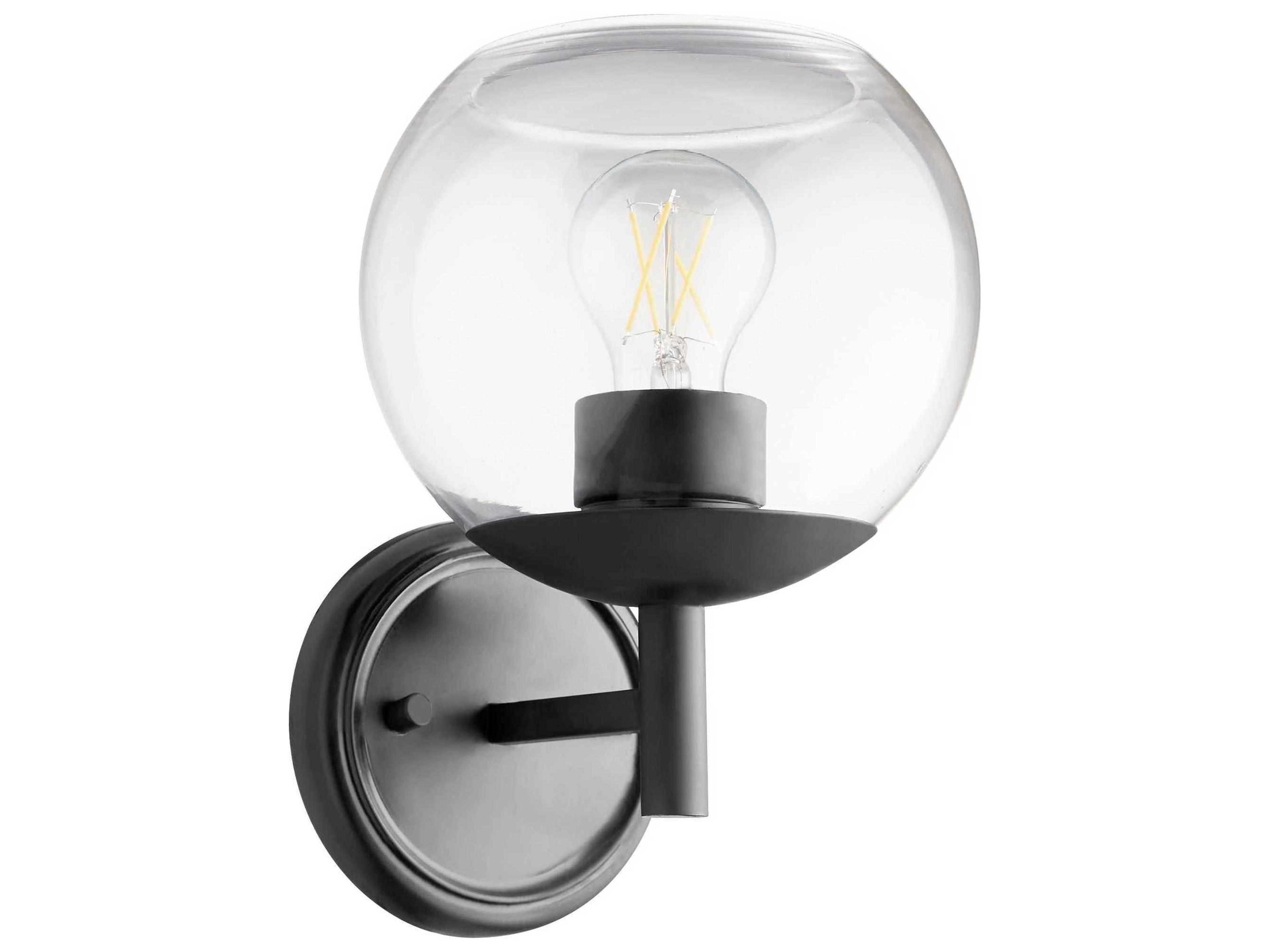 Quorum Lyon 1-Light Matte Black Glass Wall Sconce