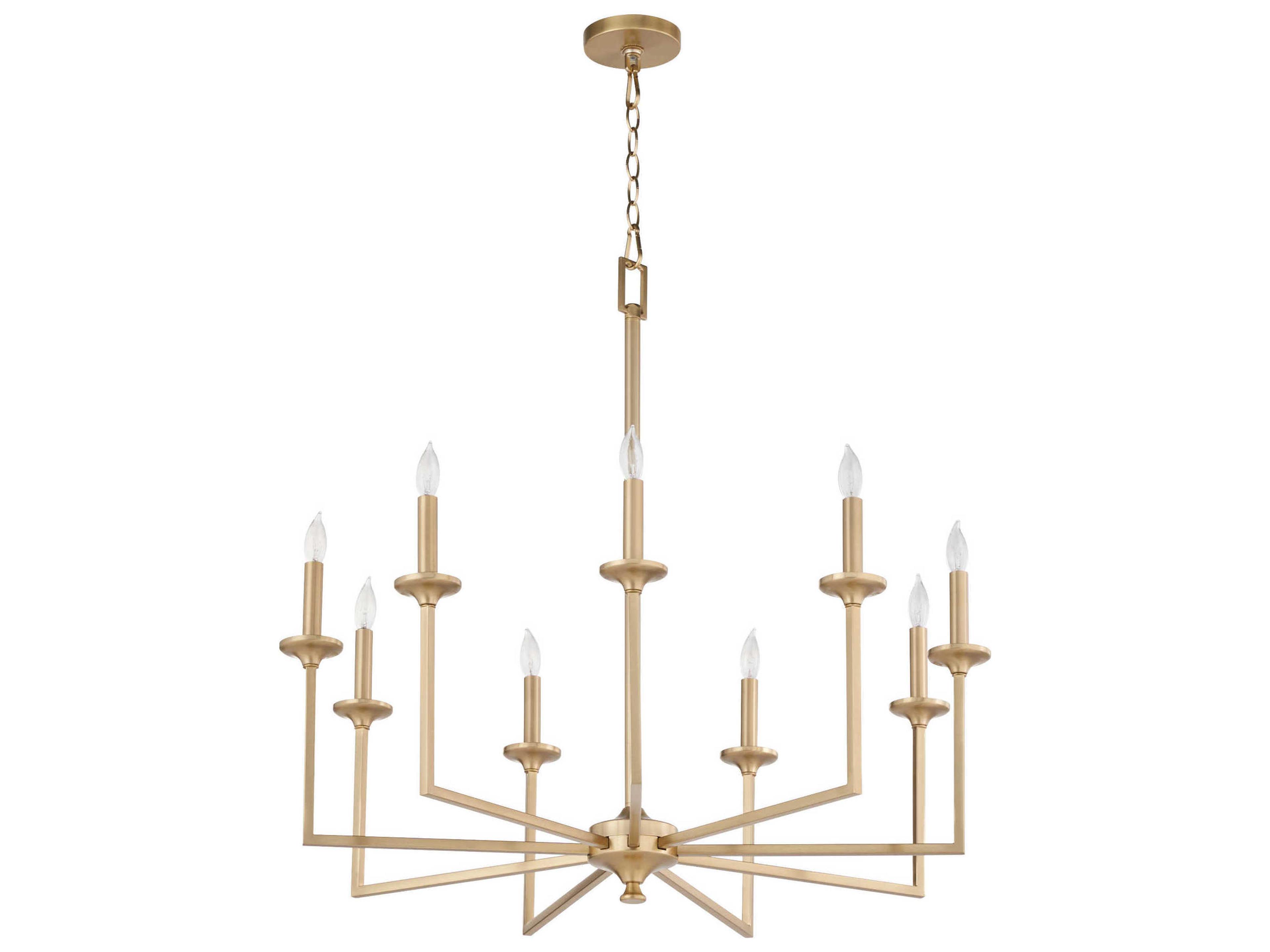 Quorum Eldorado 9-Light Aged Brass Candelabra Chandelier