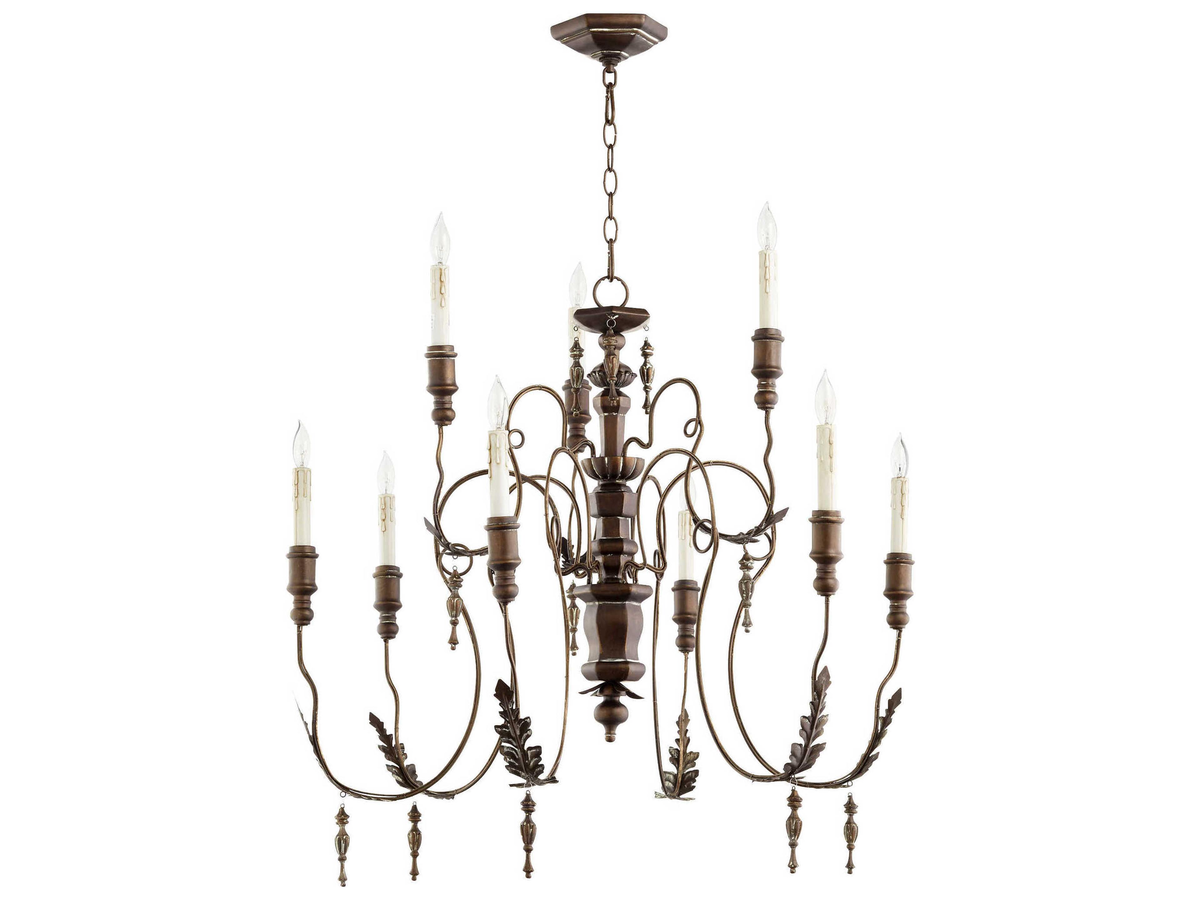 Quorum Salento 9-Light Vintage Copper Brown Candelabra Chandelier