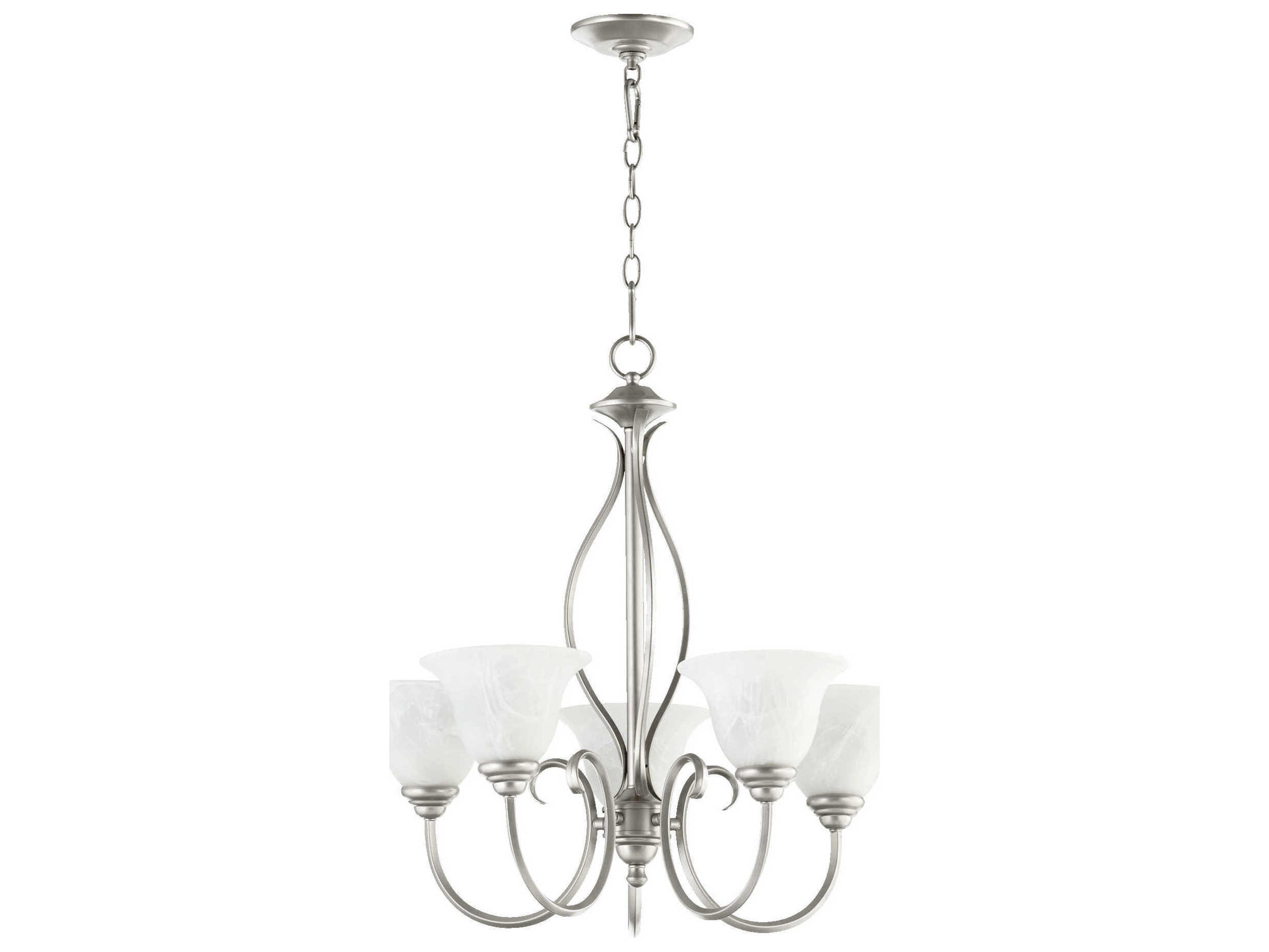 Quorum Spencer 5-Light Classic Nickel Glass Bell Chandelier