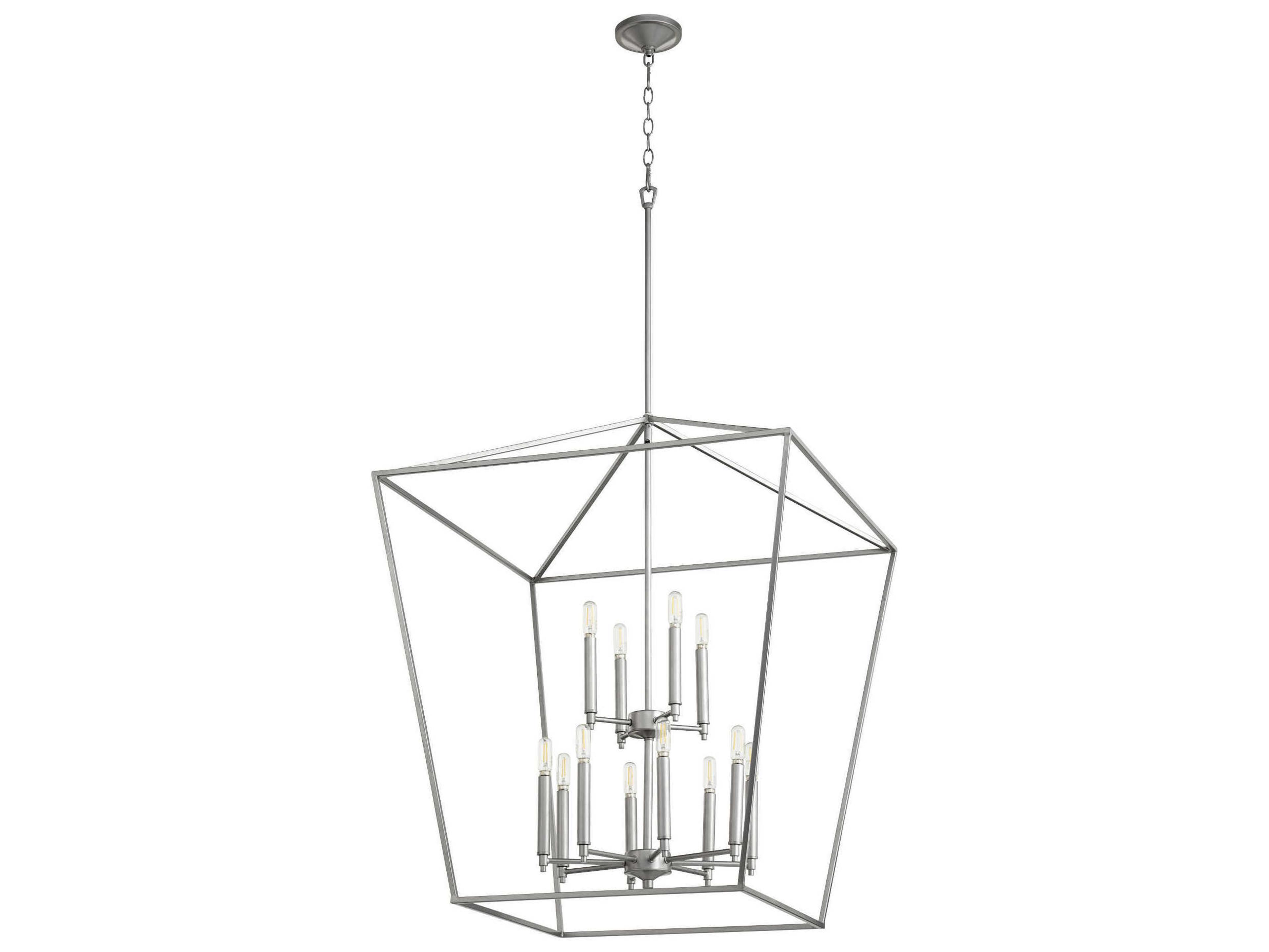 Quorum Gabriel 12-Light Classic Nickel Candelabra Tiered Chandelier