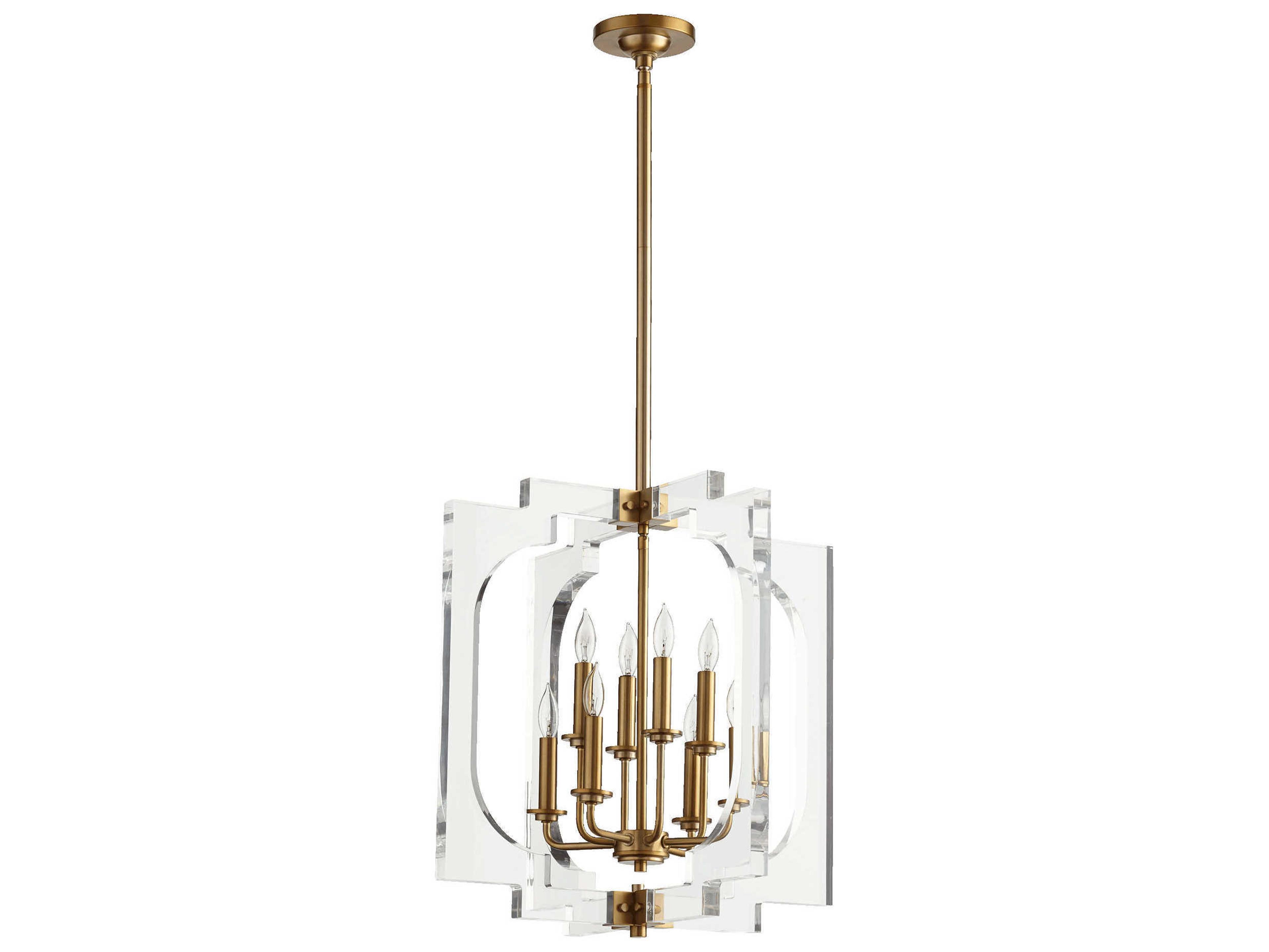 Quorum Broadway 8-Light Aged Brass Candelabra Chandelier