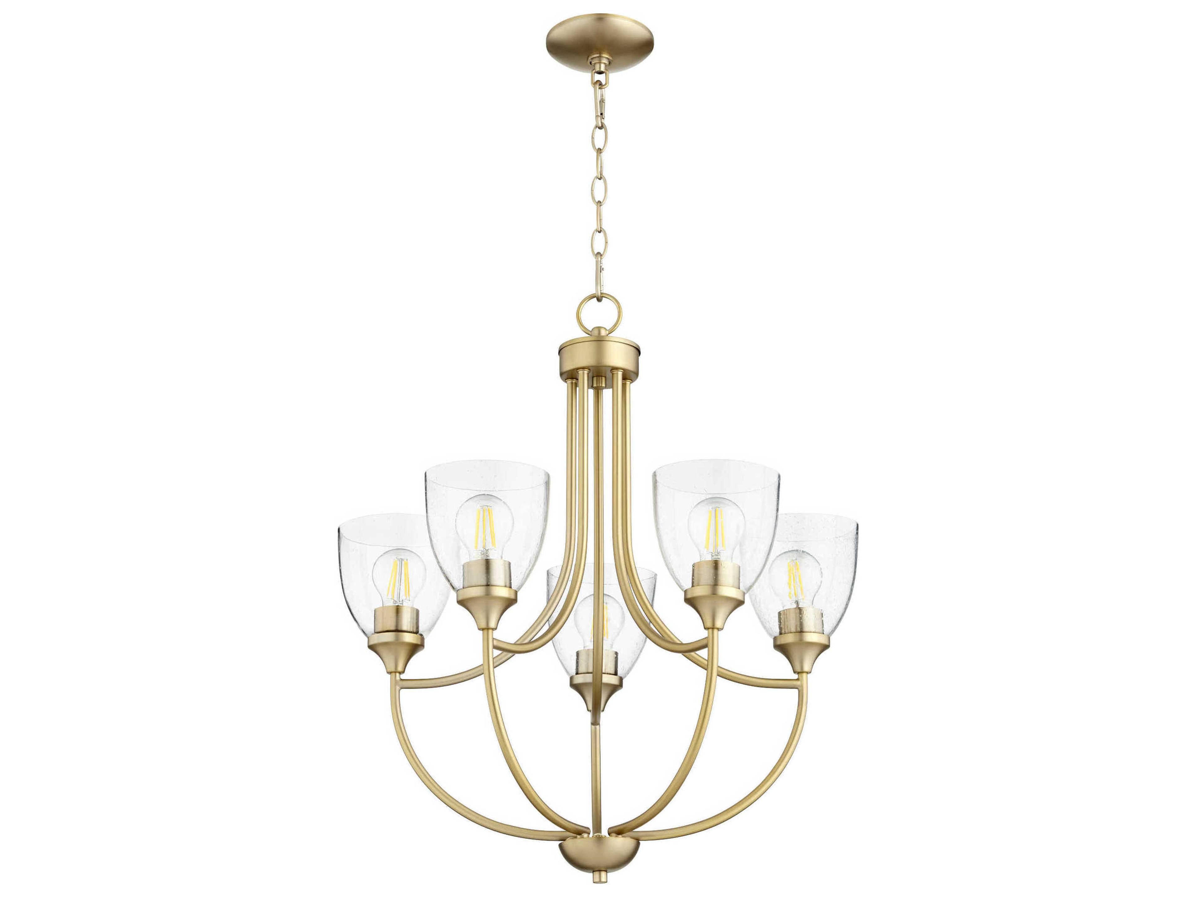 Quorum Enclave 5-Light Aged Brass With Clear Seeded Bell Chandelier