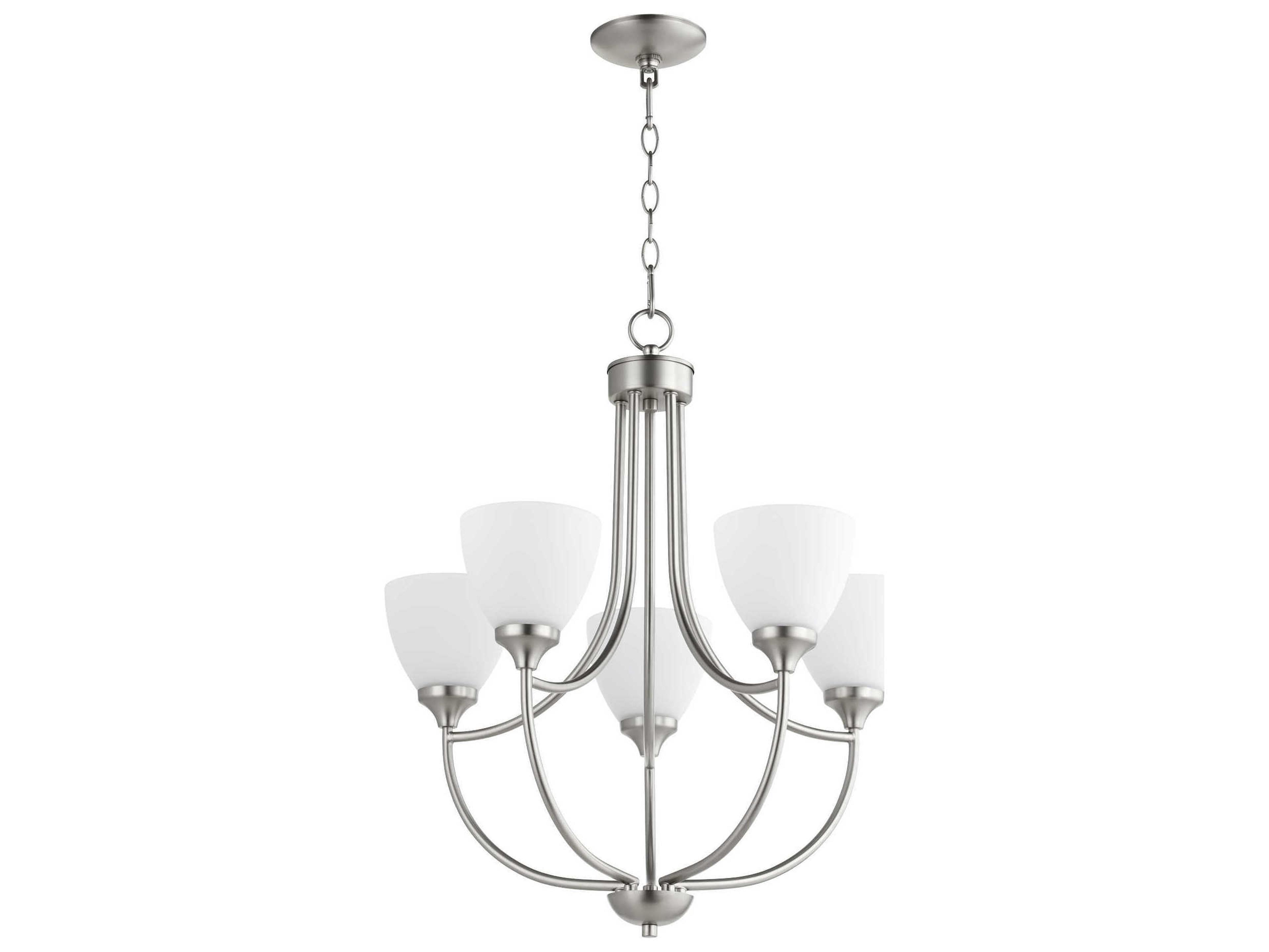 Quorum Enclave 5-Light Satin Nickel Glass Bell Chandelier