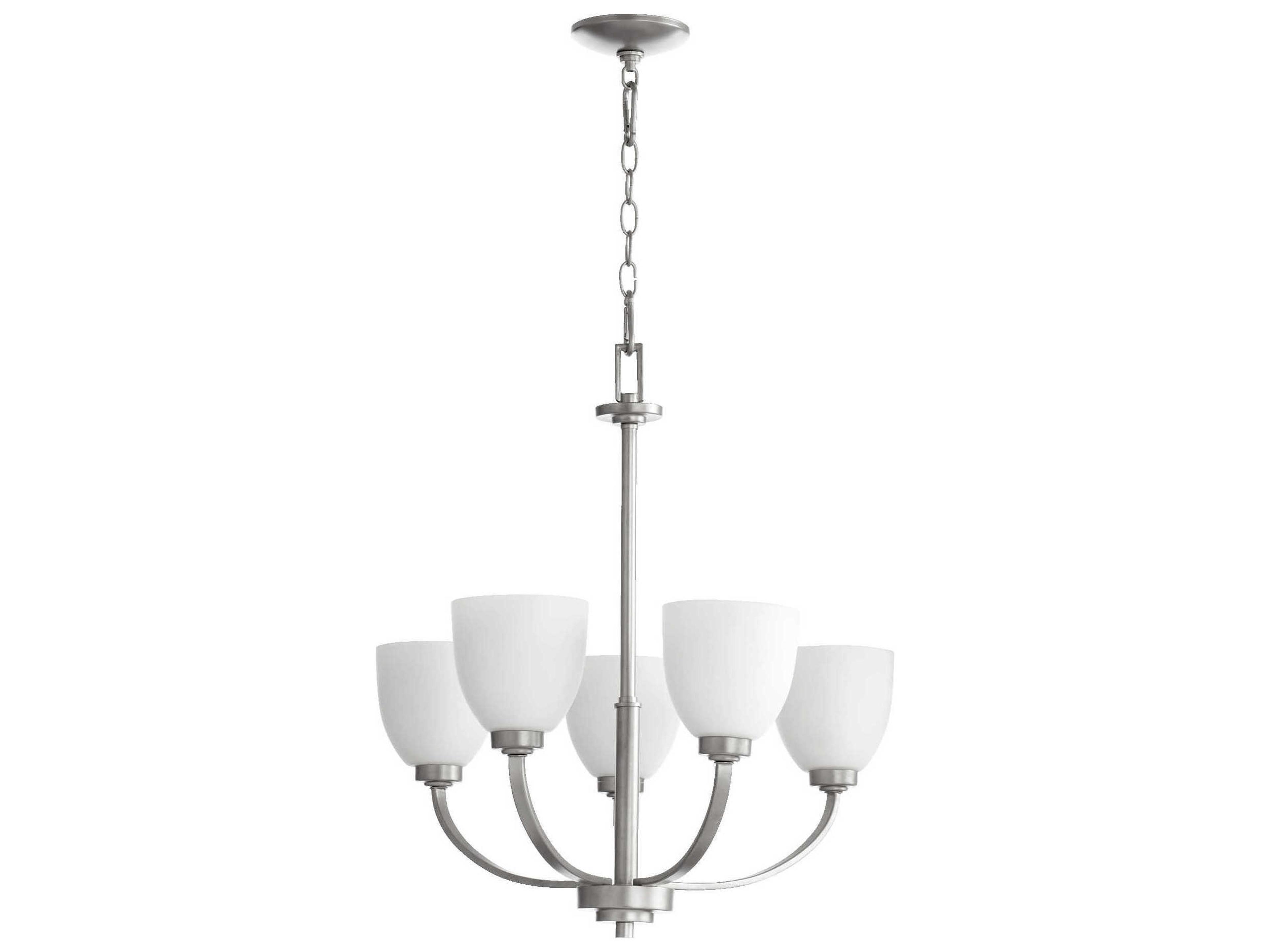 Quorum Reyes 5-Light Classic Nickel Glass Bell Chandelier