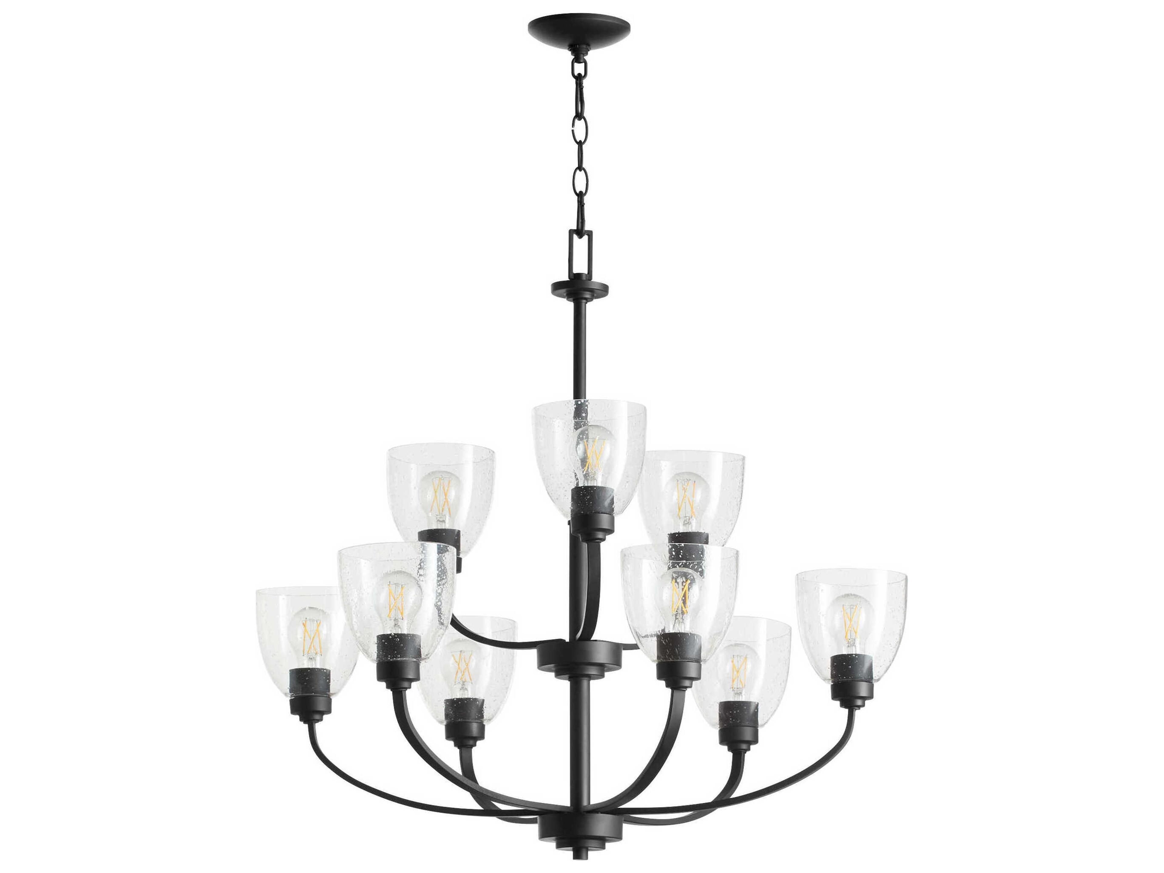 Quorum Reyes 9-Light Textured Black Tiered Chandelier