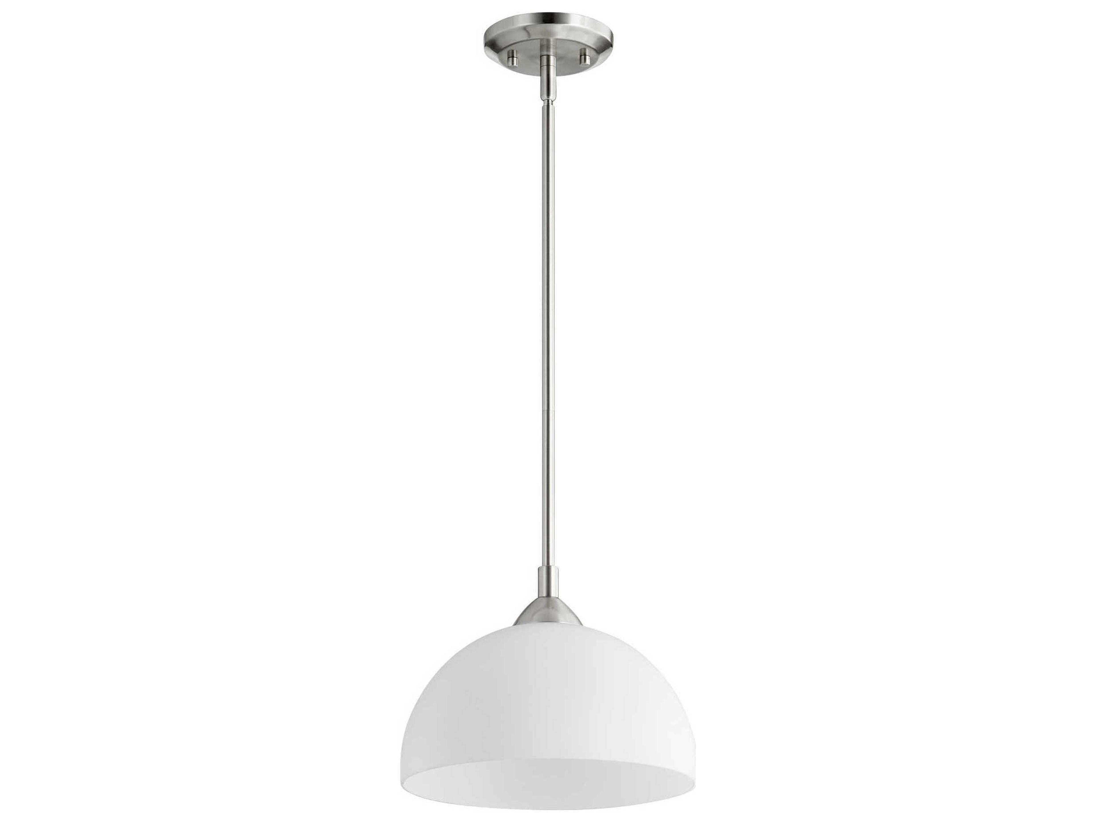 Quorum Barkley 1-Light Satin Nickel Glass Dome Mini Pendant