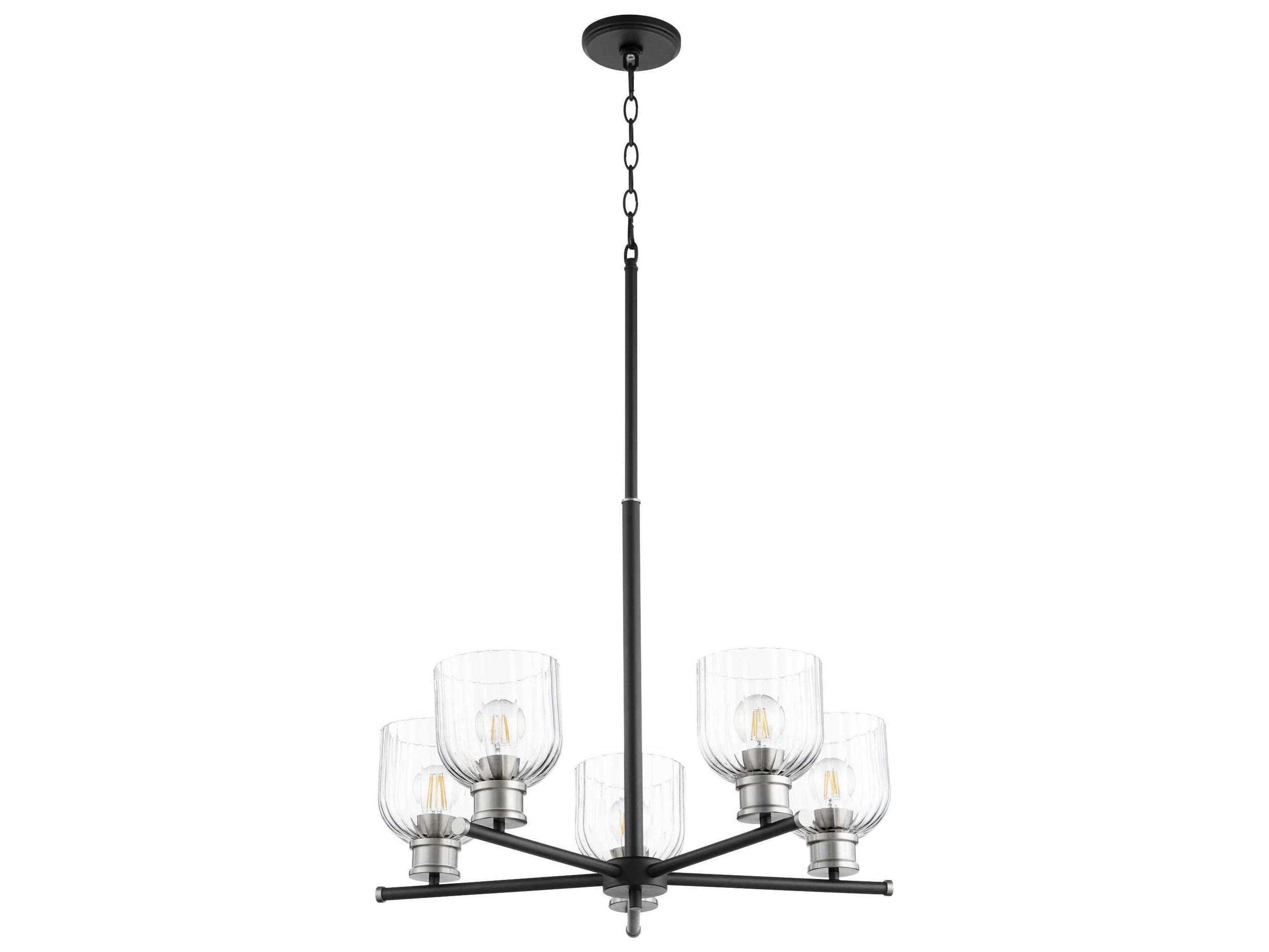 Quorum Monarch 5-Light Noir With Satin Nickel Black Glass Chandelier