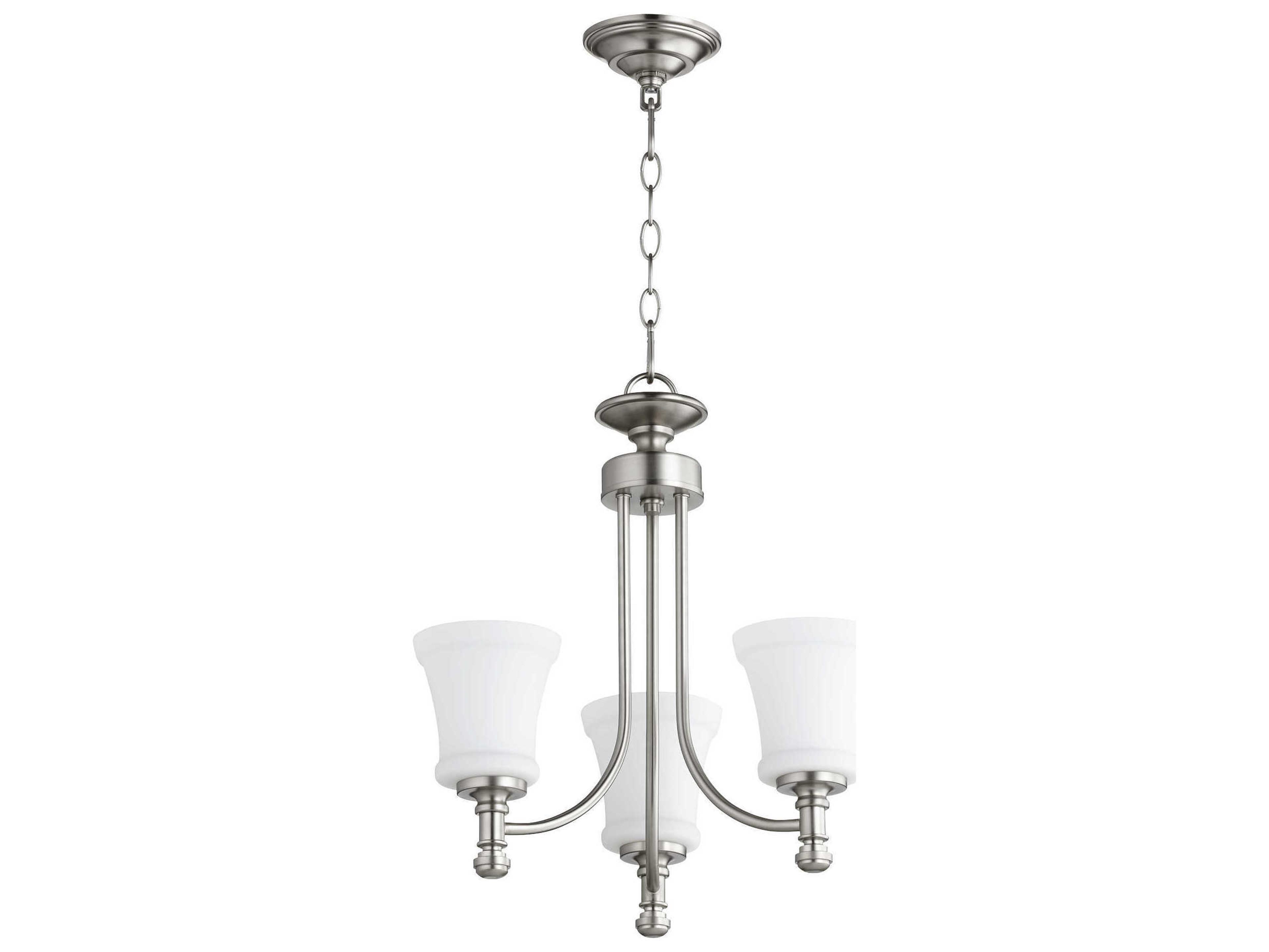 Quorum Rossington 3-Light Satin Nickel Glass Chandelier