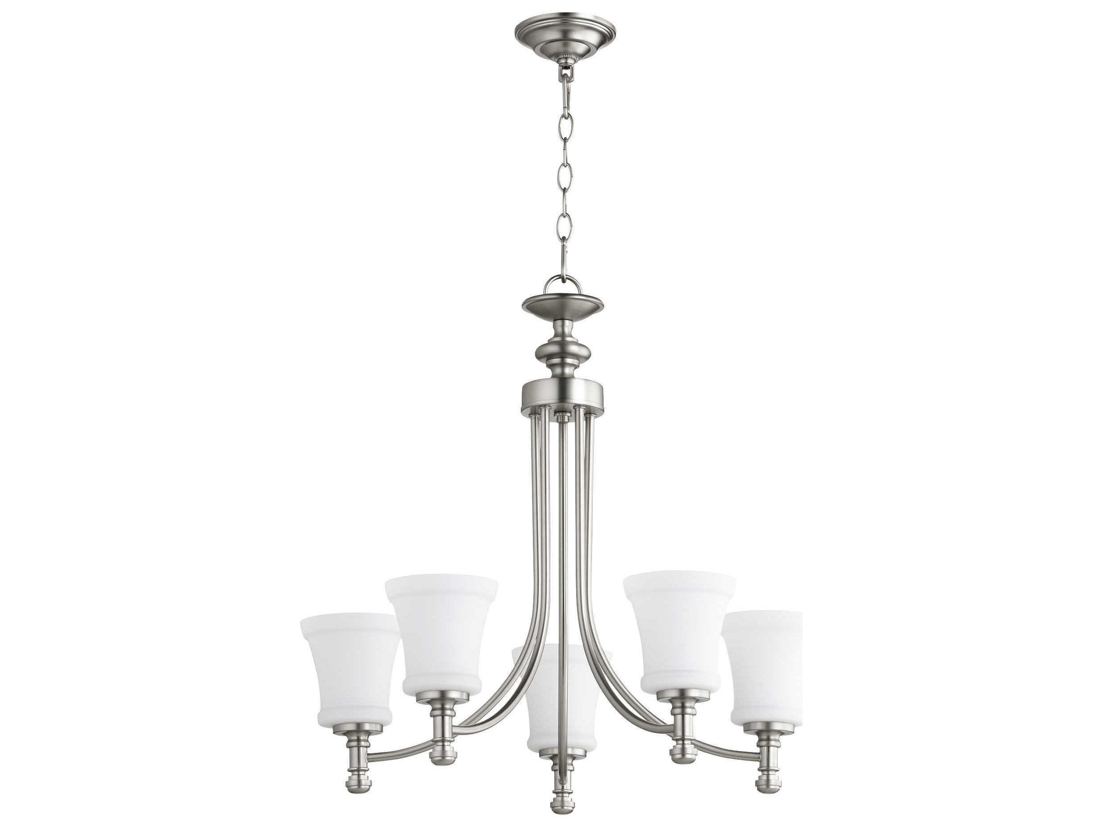 Quorum Rossington 5-Light Satin Nickel White Glass Chandelier