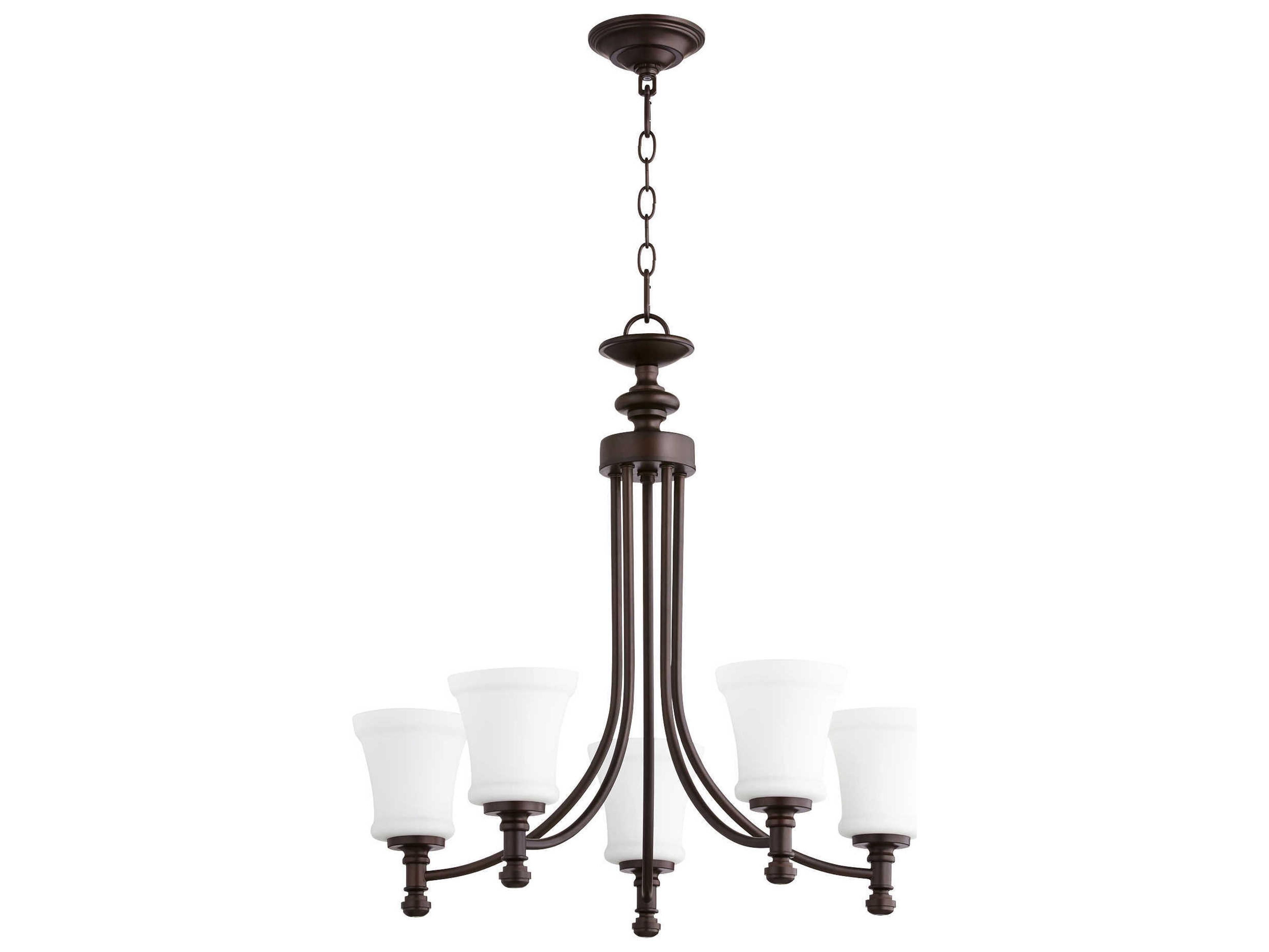 Quorum Rossington 5-Light Oiled Bronze Glass Chandelier