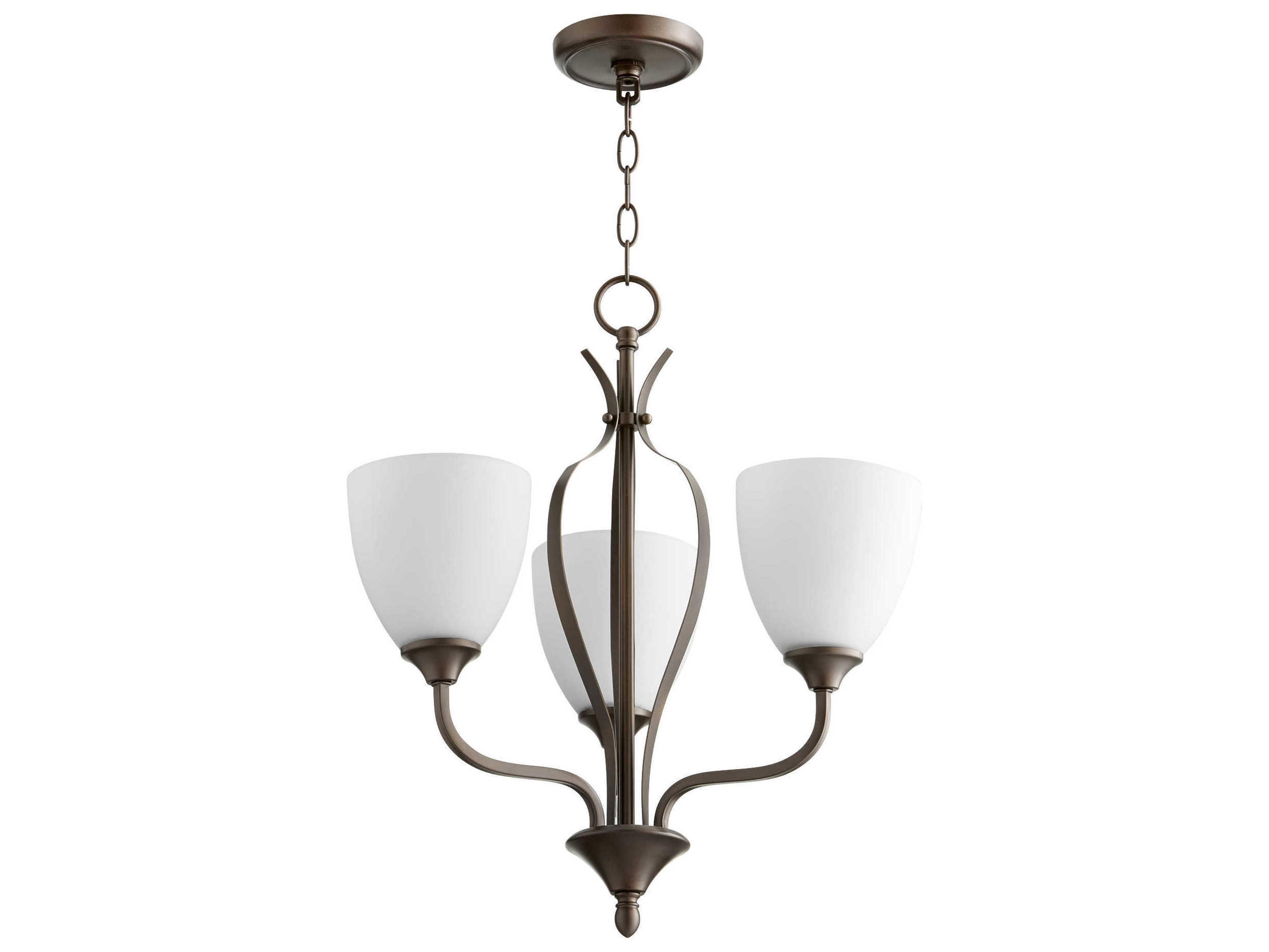 Quorum Jardin 3-Light Oiled Bronze Glass Bell Chandelier