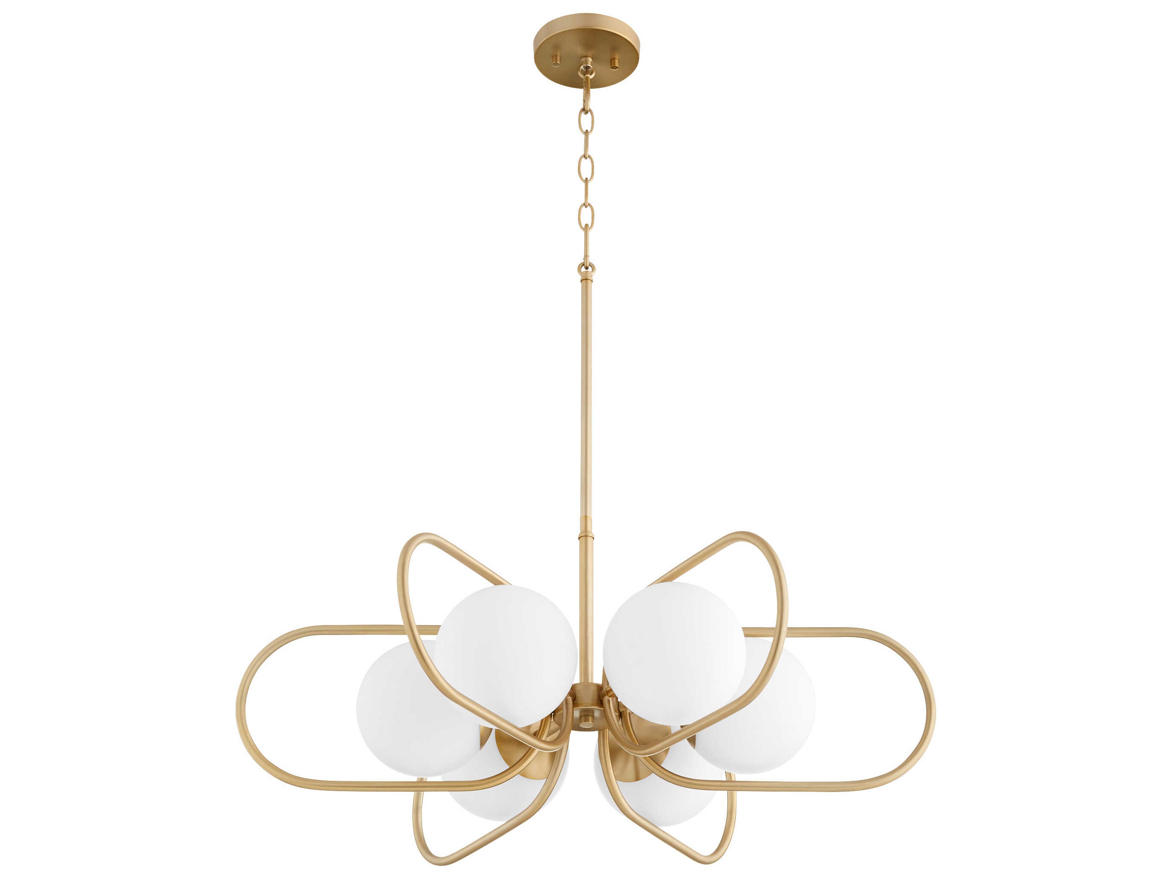 Quorum Belmont 6-Light Aged Brass Glass Globe Chandelier