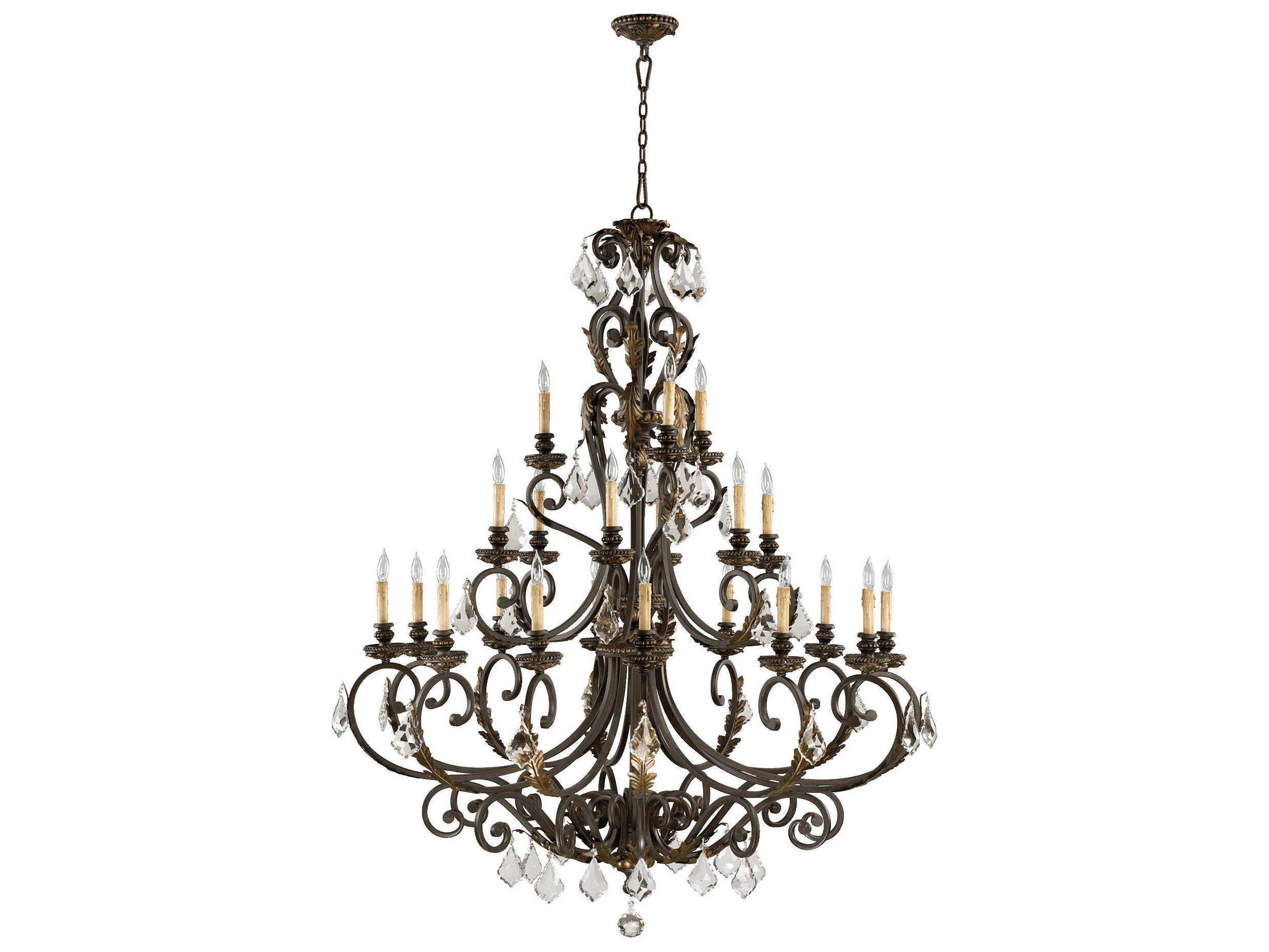 Quorum Rio Salado 21-Light Toasted Sienna With Mystic Silver Brown Crystal Candelabra Tiered Chandelier