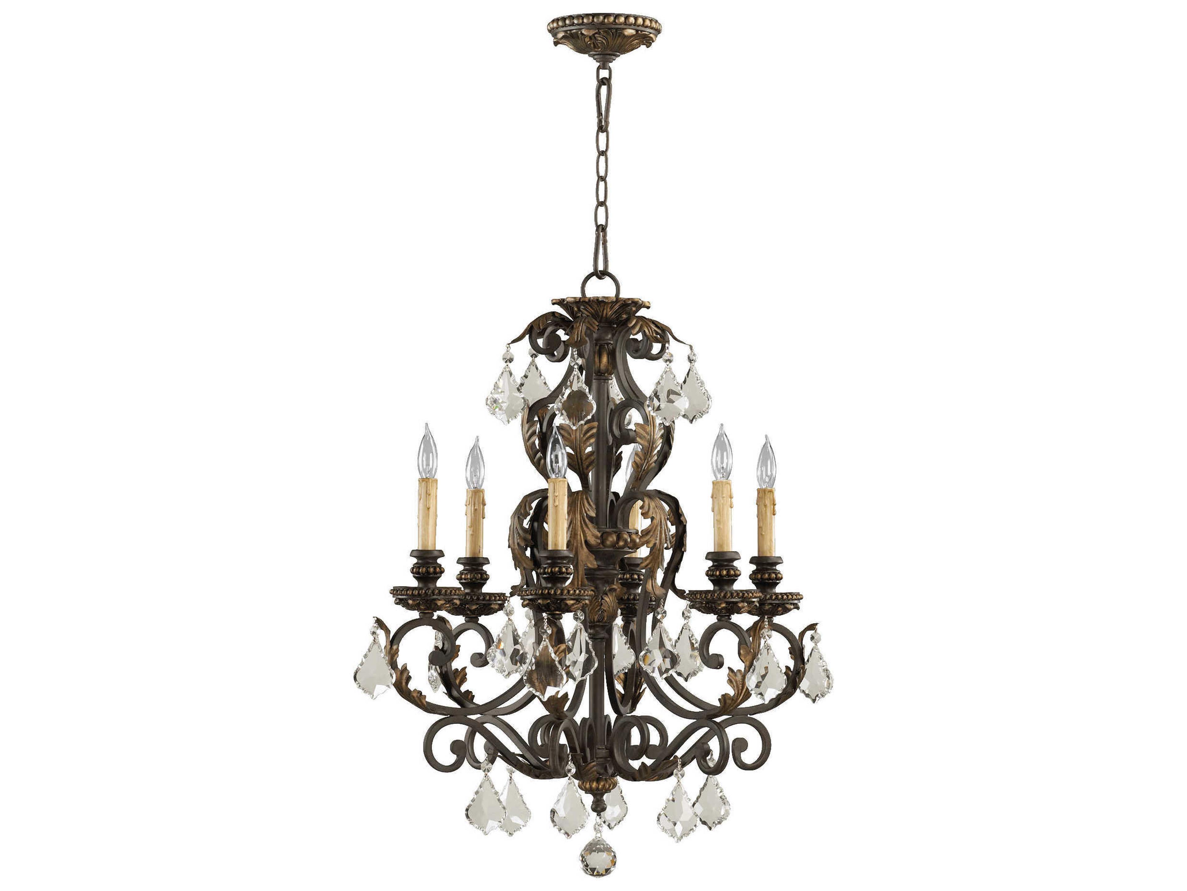 Quorum Rio Salado 6-Light Toasted Sienna With Mystic Silver Brown Crystal Candelabra Chandelier