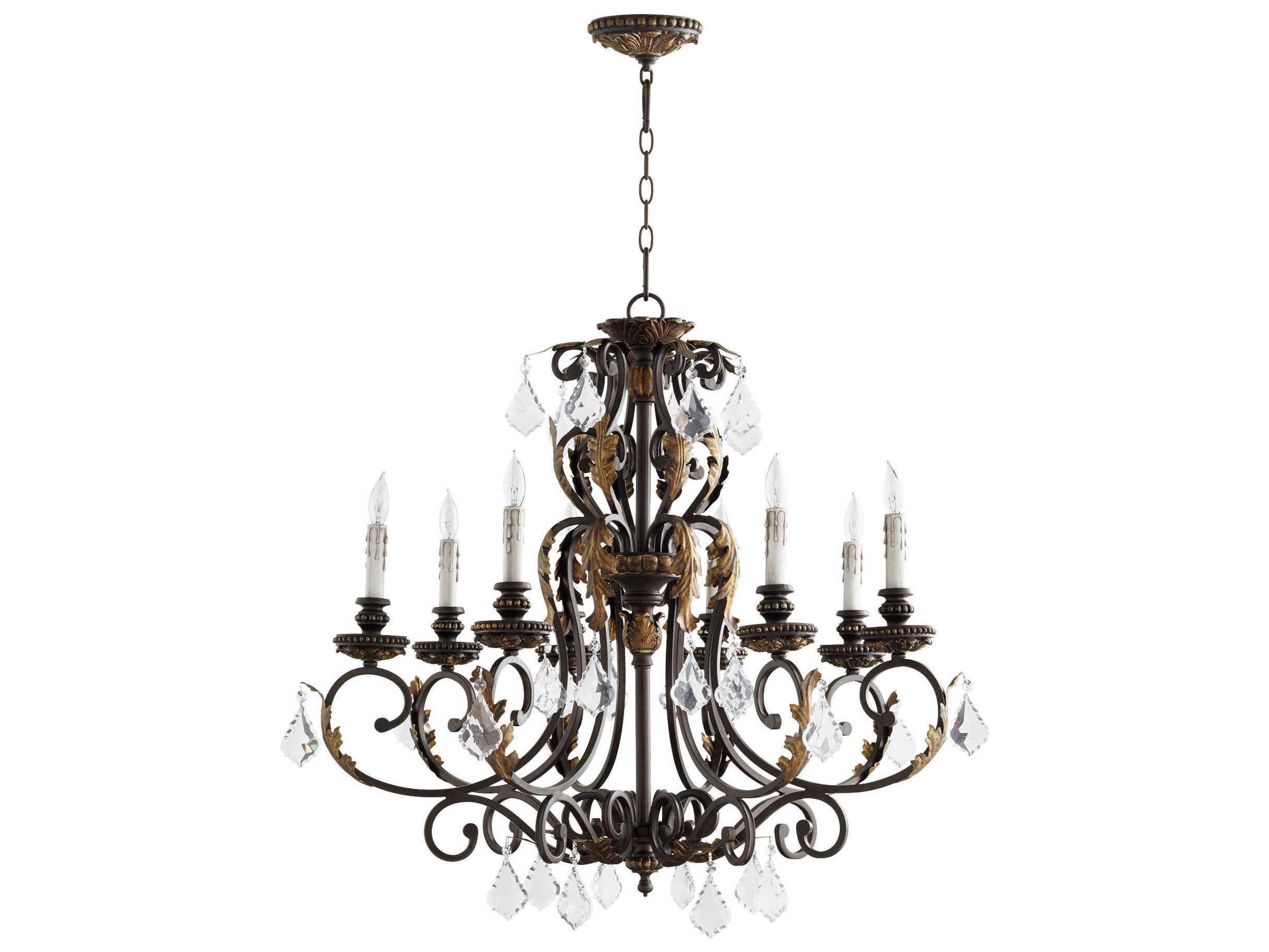 Quorum Rio Salado 8-Light Toasted Sienna With Mystic Silver Brown Crystal Chandelier