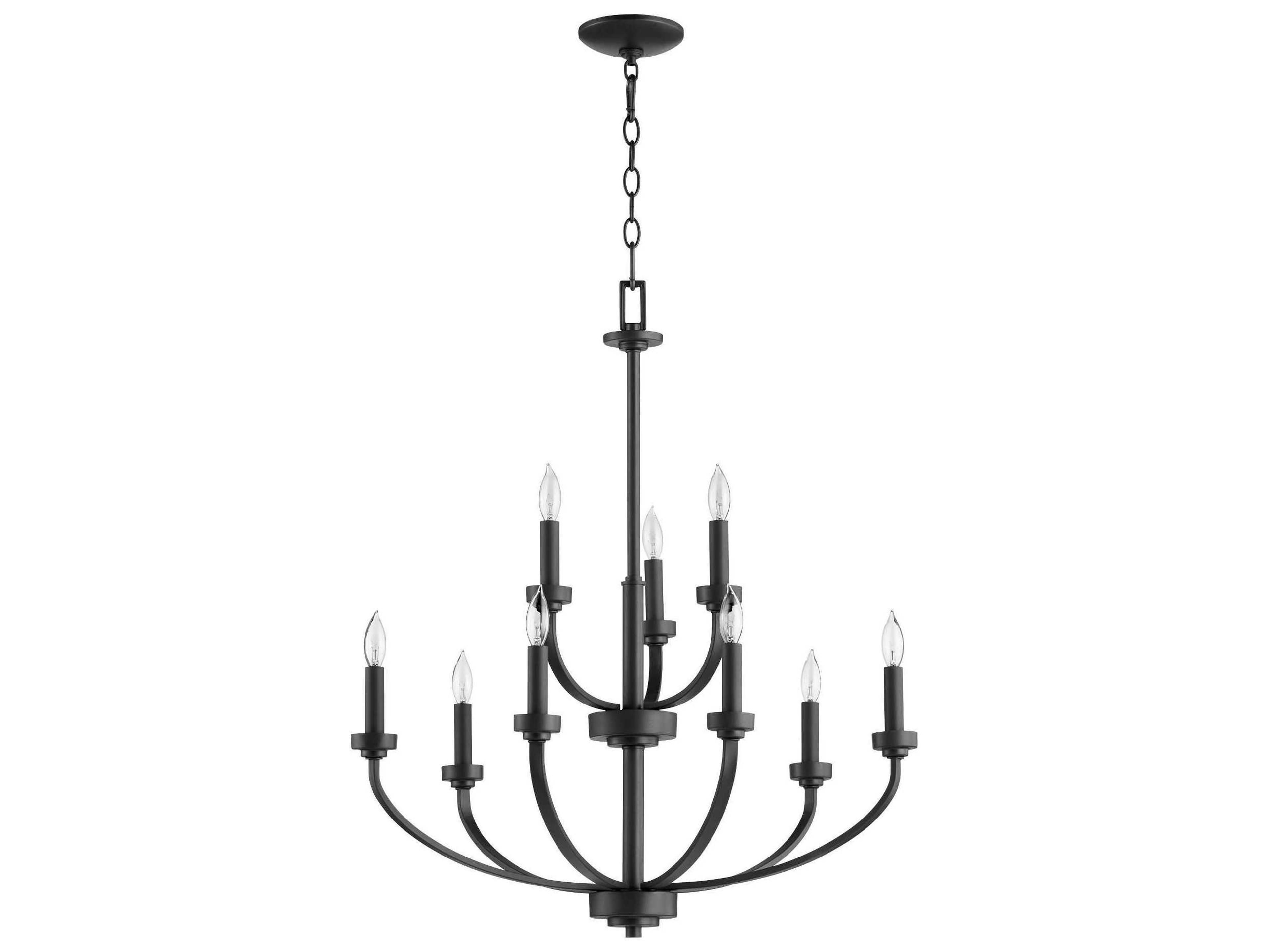 Quorum Reyes 9-Light Noir Black Candelabra Tiered Chandelier
